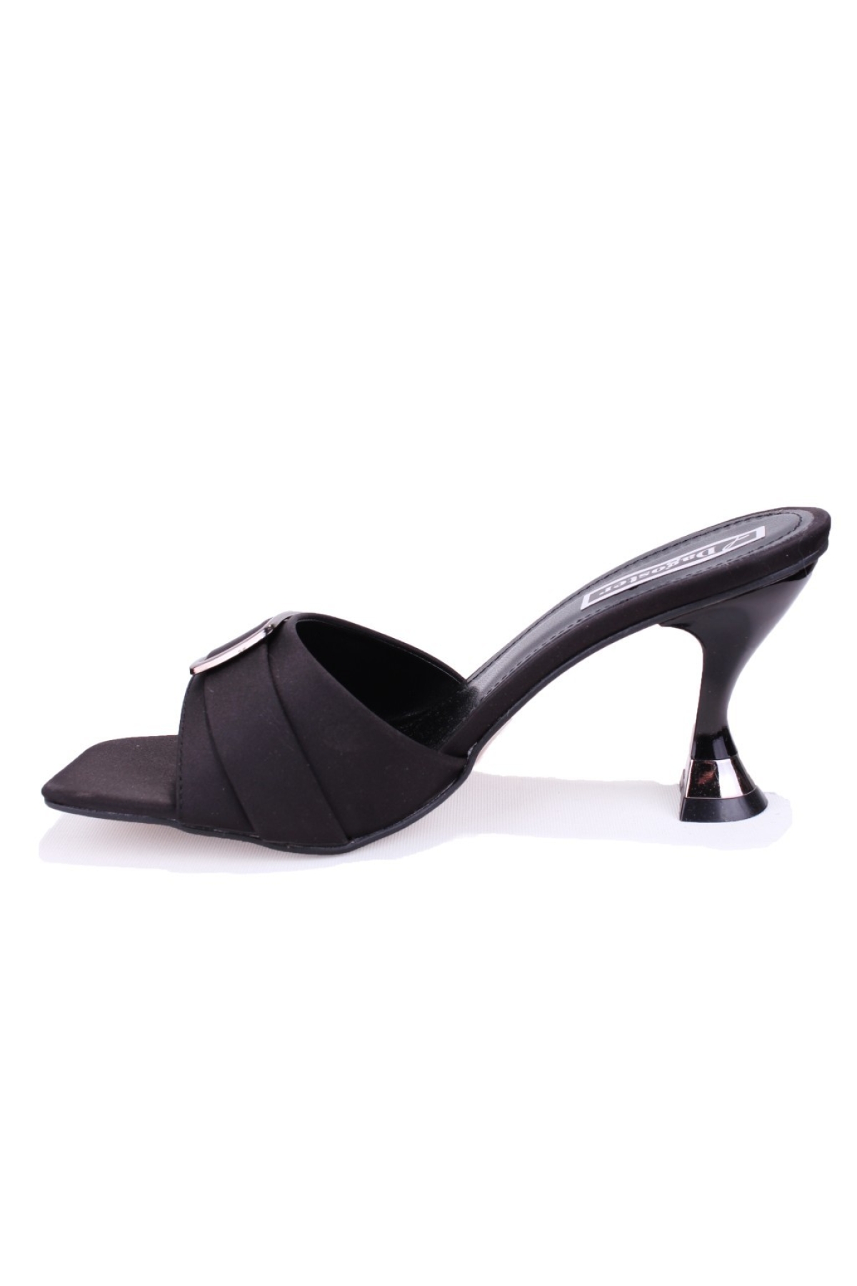 DZA07-1136804 Siyah Saten Klasik Topuklu Kadın Terlik - Görsel 4