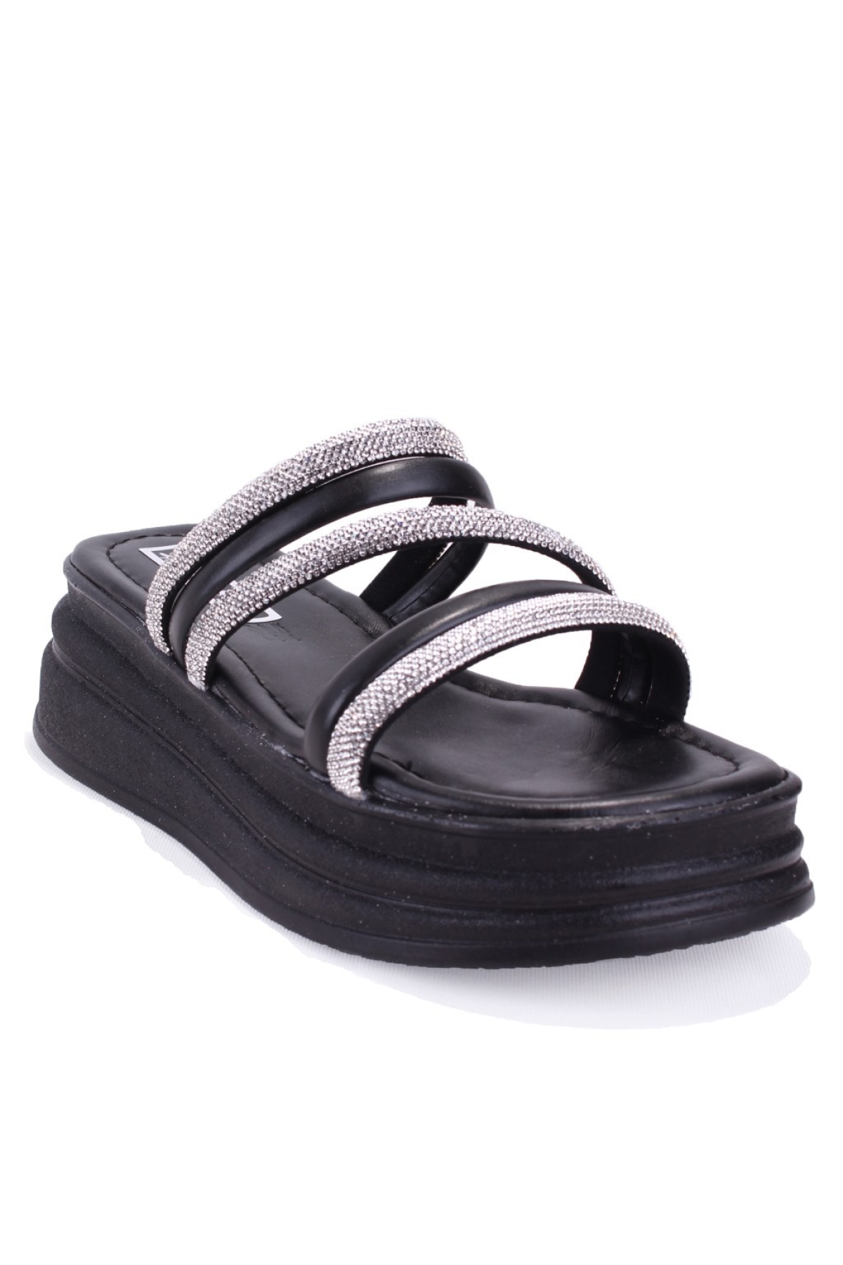 DZA07-1241305 Siyah Taşlı Spor Kadın Terlik - Görsel 2