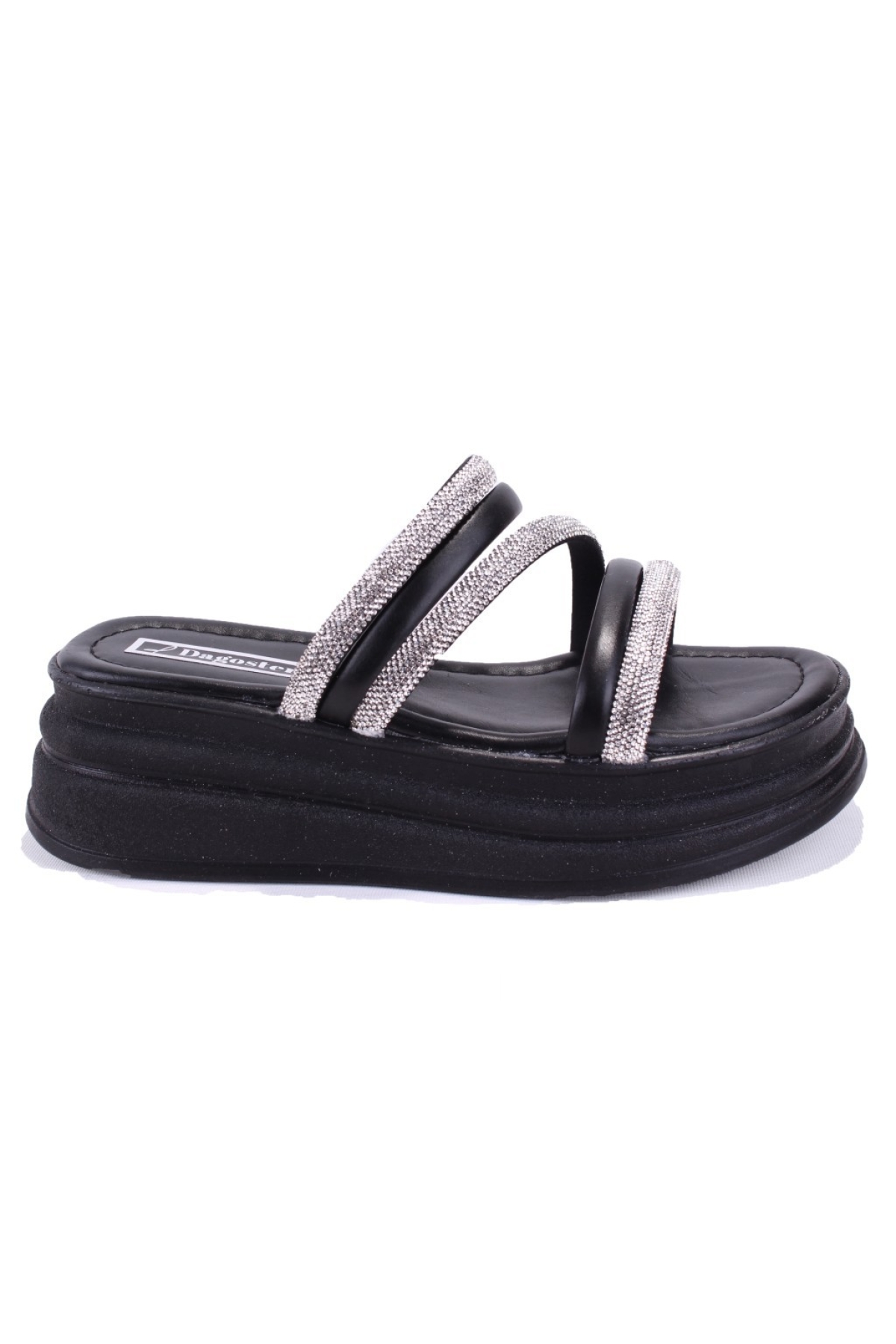 DZA07-1241305 Siyah Taşlı Spor Kadın Terlik - Görsel 3