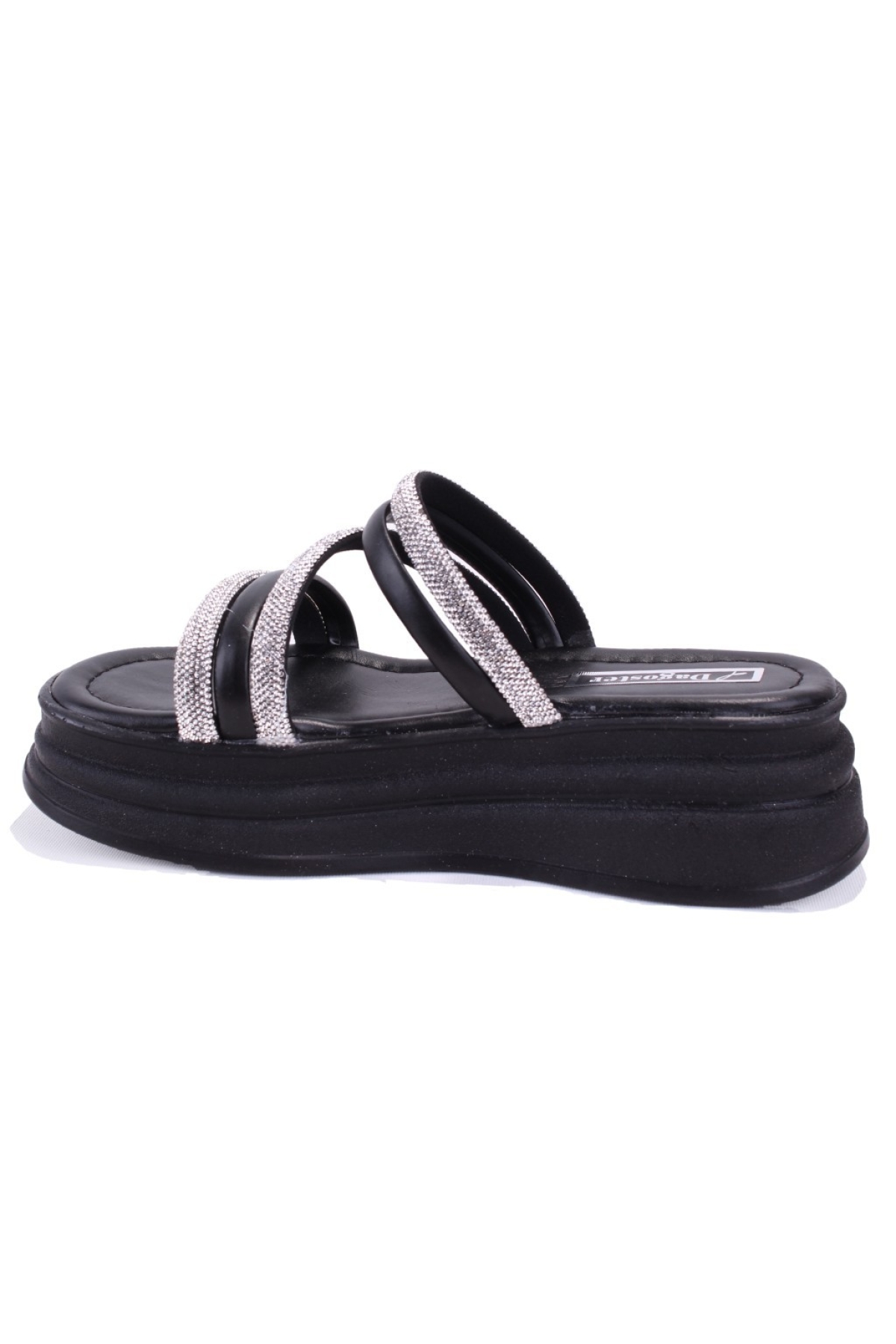 DZA07-1241305 Siyah Taşlı Spor Kadın Terlik - Görsel 4