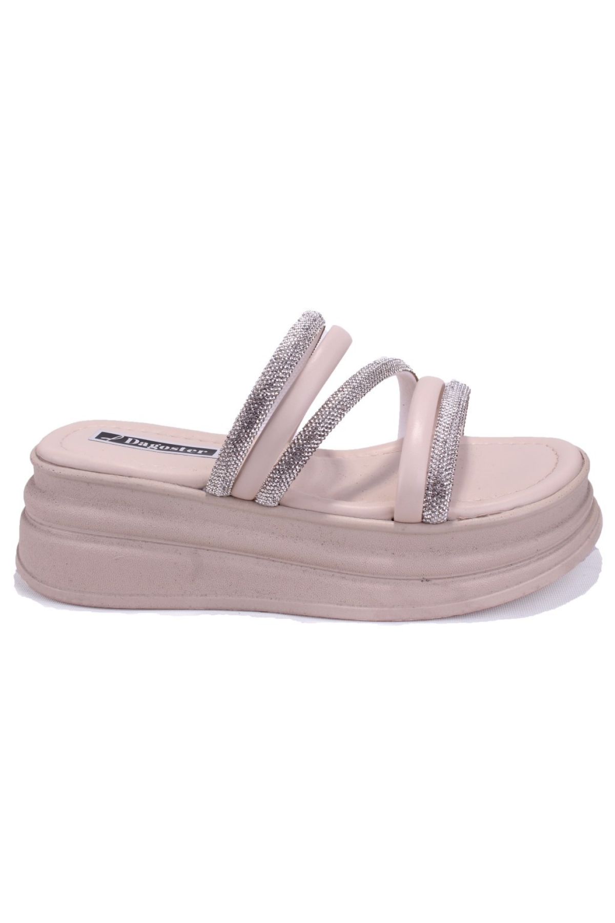 DZA07-1241305 Bej Taşlı Spor Kadın Terlik - Görsel 3