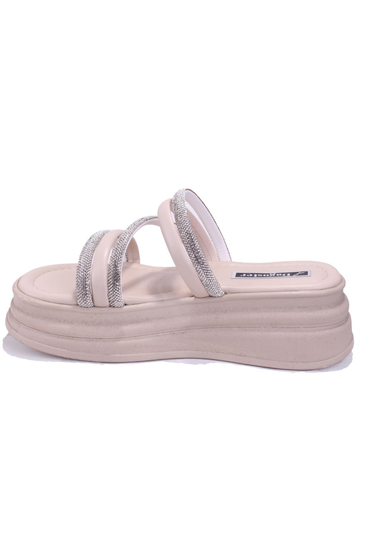 DZA07-1241305 Bej Taşlı Spor Kadın Terlik - Görsel 4