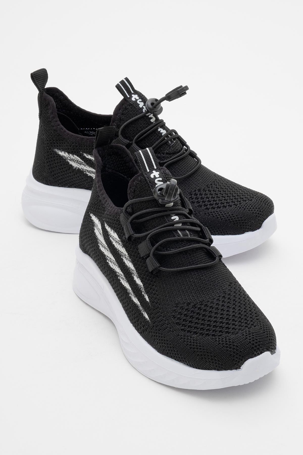 Triko Çocuk Spor Ayakkabı 26-30 SİYAH BEYAZ - Görsel 2