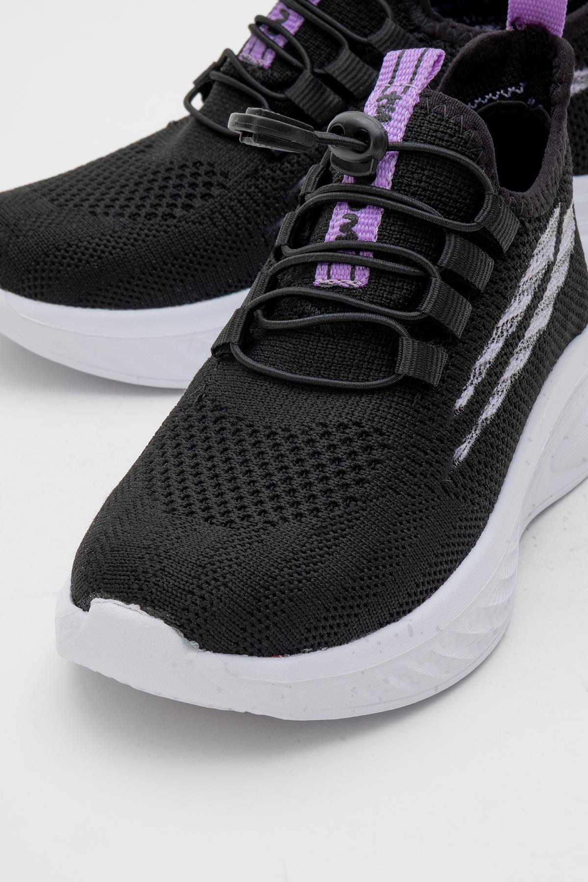 Triko Çocuk Spor Ayakkabı 26-30 SİYAH LİLA - Görsel 4