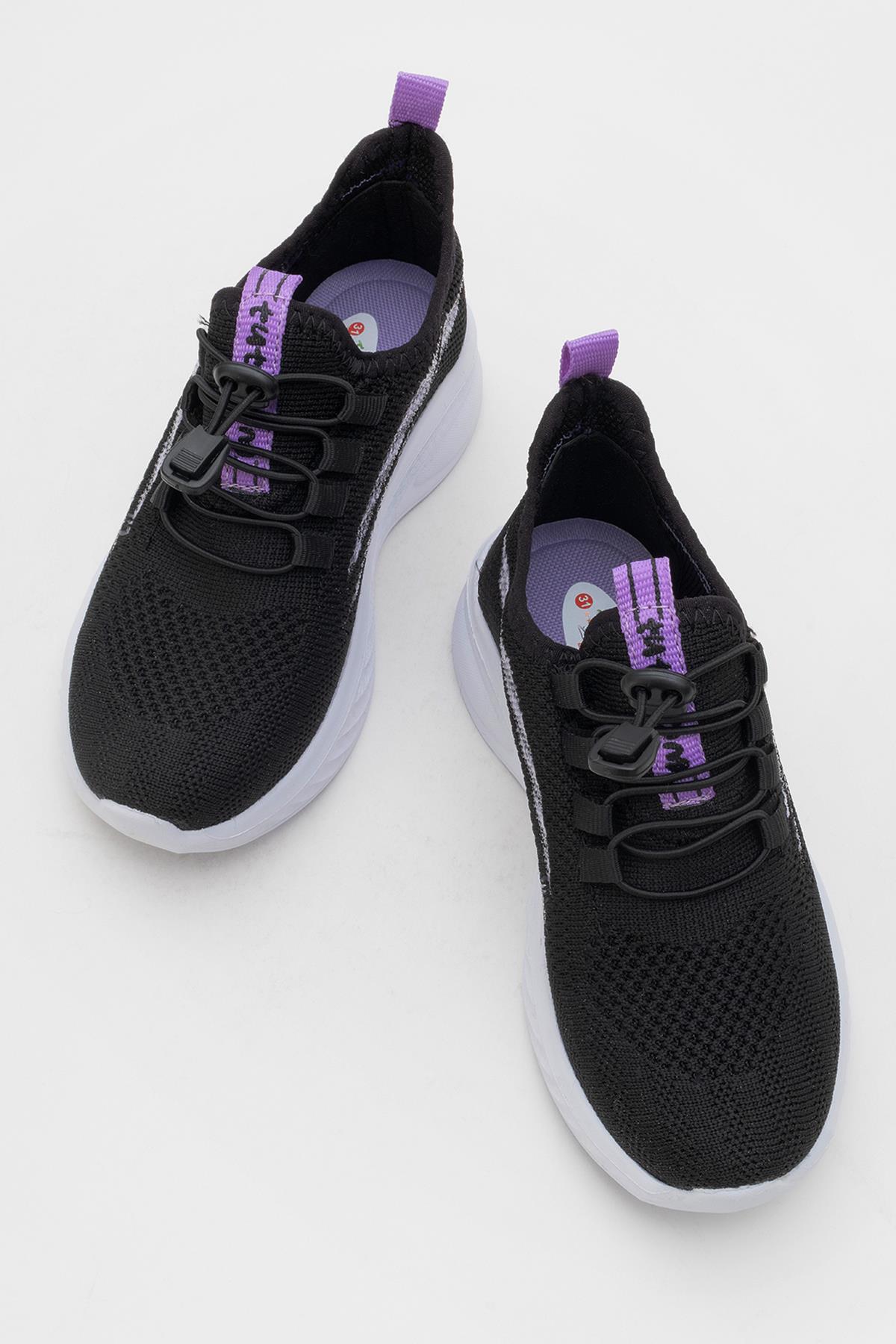 Triko Çocuk Spor Ayakkabı 26-30 SİYAH LİLA - Görsel 6