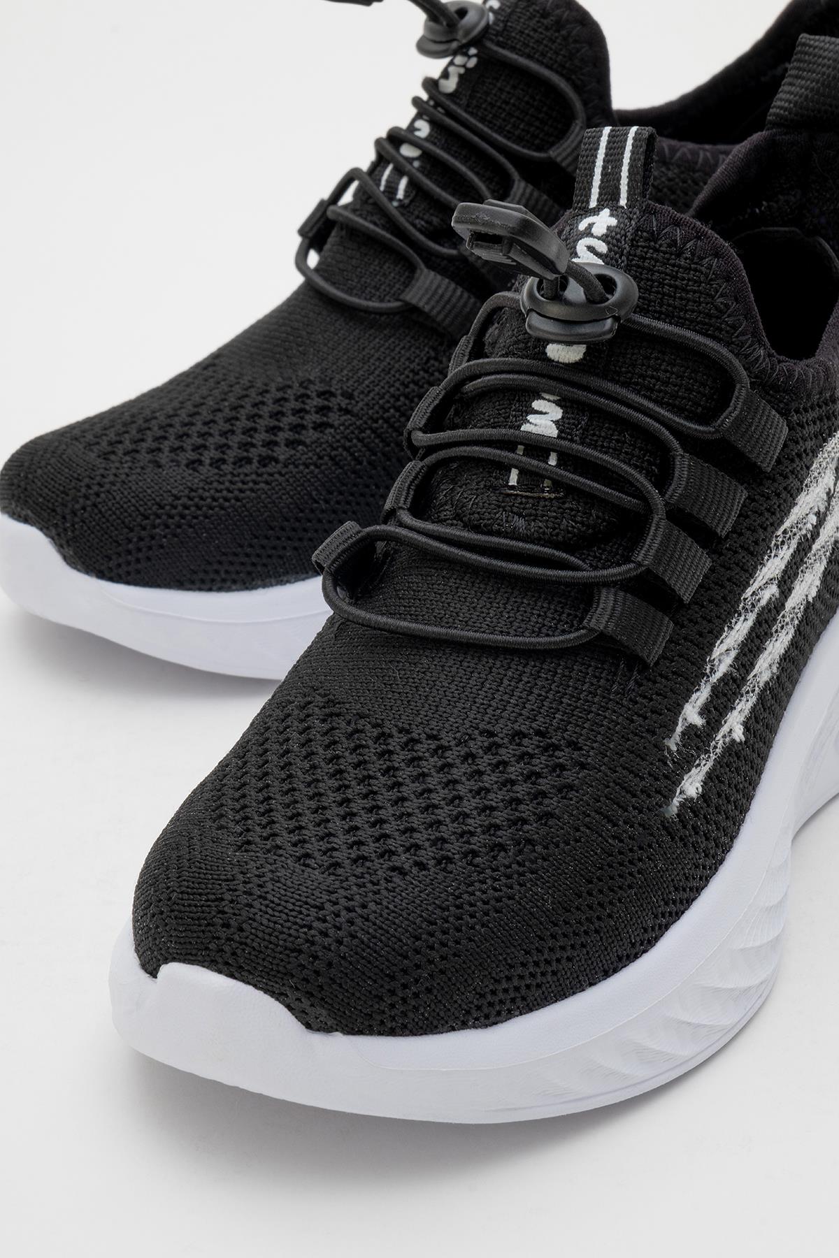 Triko Çocuk Spor Ayakkabı 31-35 SİYAH BEYAZ - Görsel 4