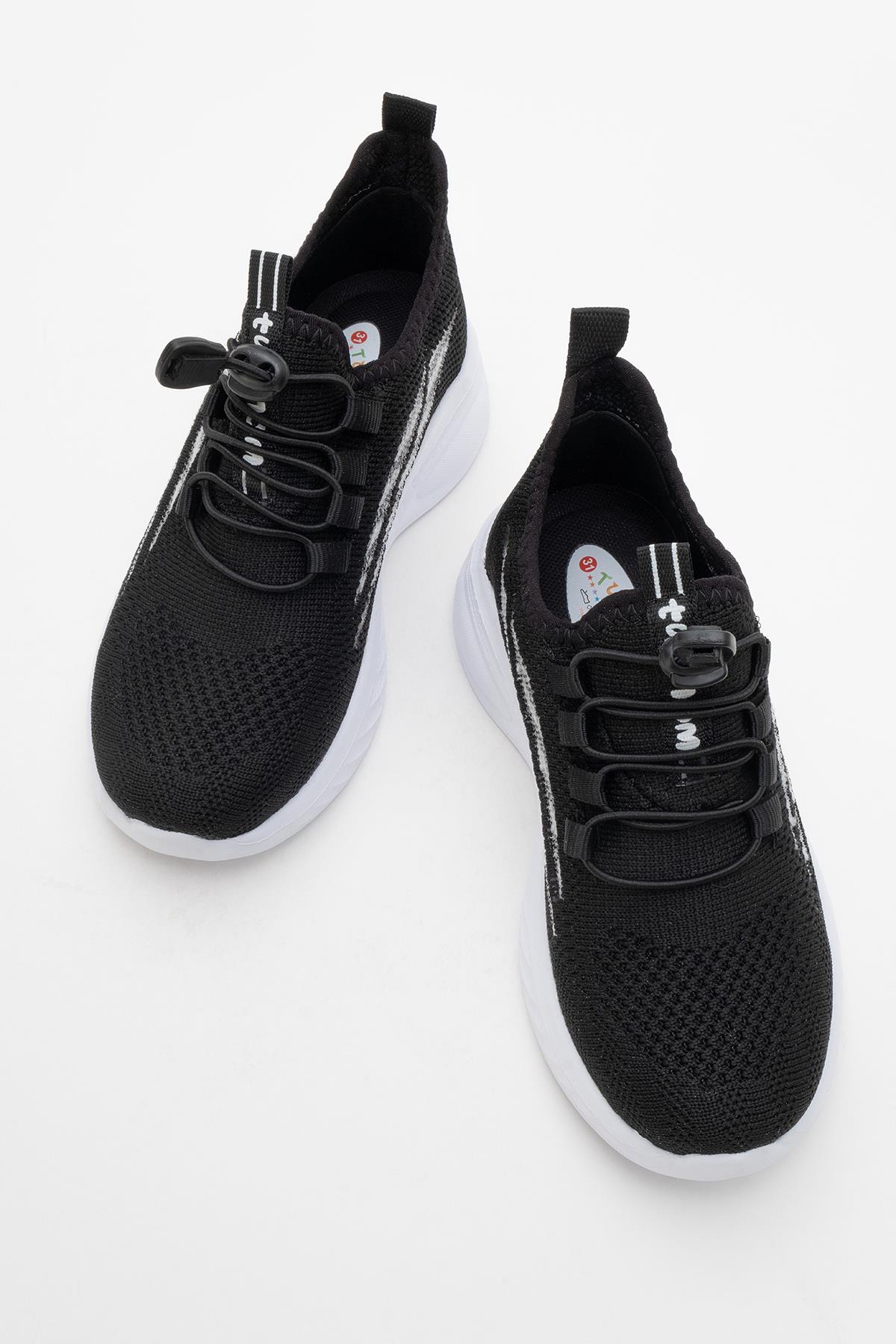 Triko Çocuk Spor Ayakkabı 31-35 SİYAH BEYAZ - Görsel 6