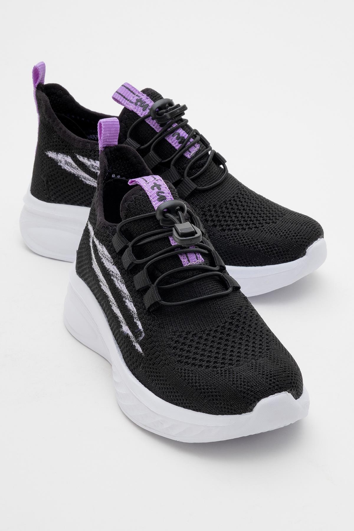 Triko Çocuk Spor Ayakkabı 31-35 SİYAH LİLA - Görsel 2