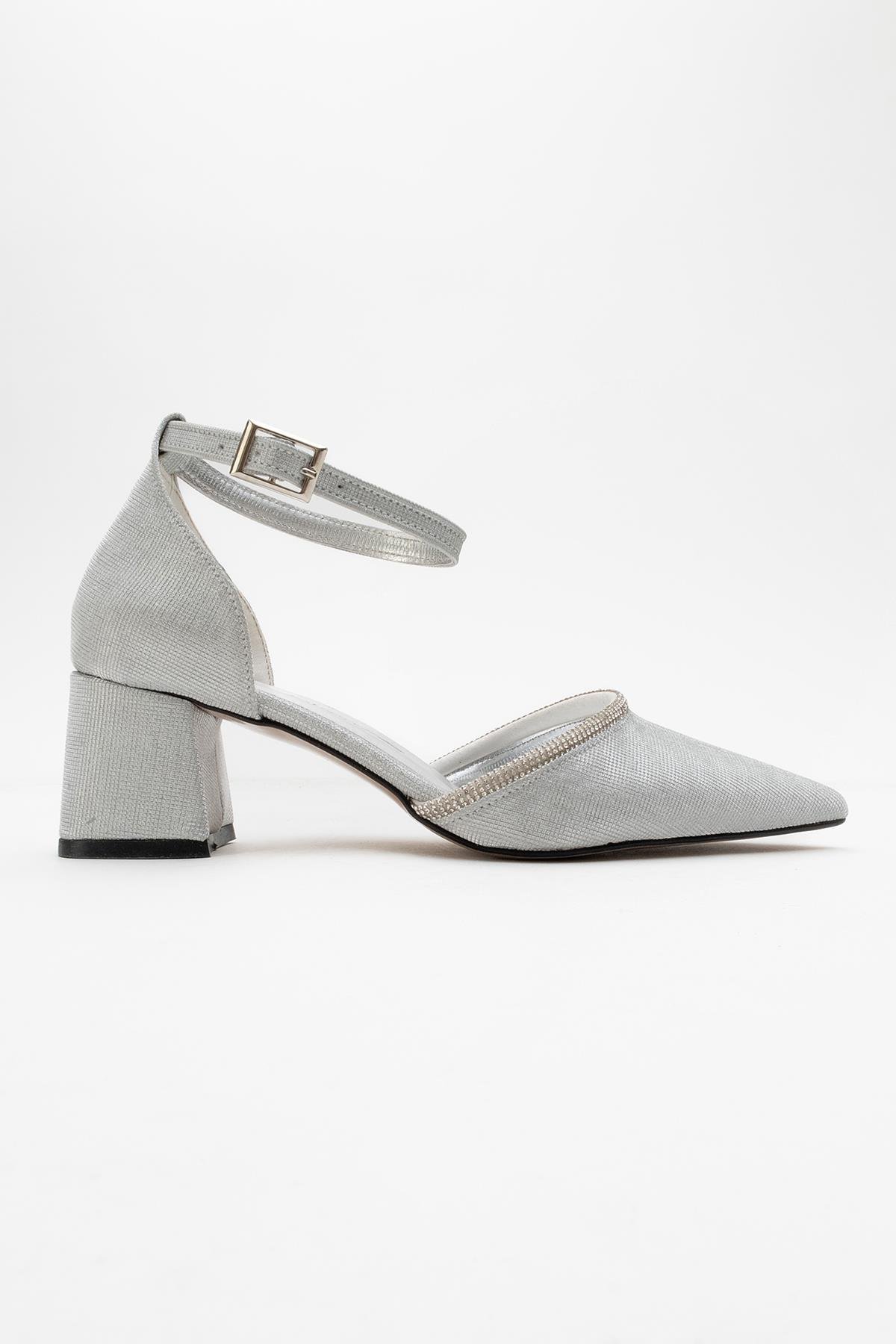Kadın Taşlı Topuklu Ayakkabı GÜMÜŞ SİM - Görsel 3