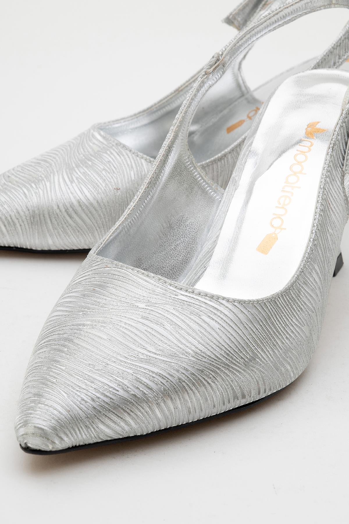 Kadın Topuklu Ayakkabı GÜMÜŞ DALGALI - Görsel 4