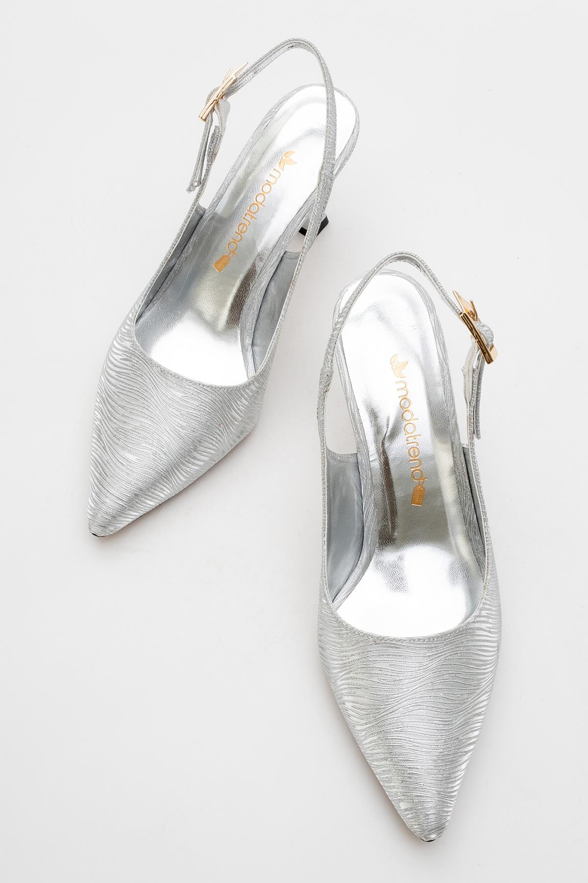 Kadın Topuklu Ayakkabı GÜMÜŞ DALGALI - Görsel 6
