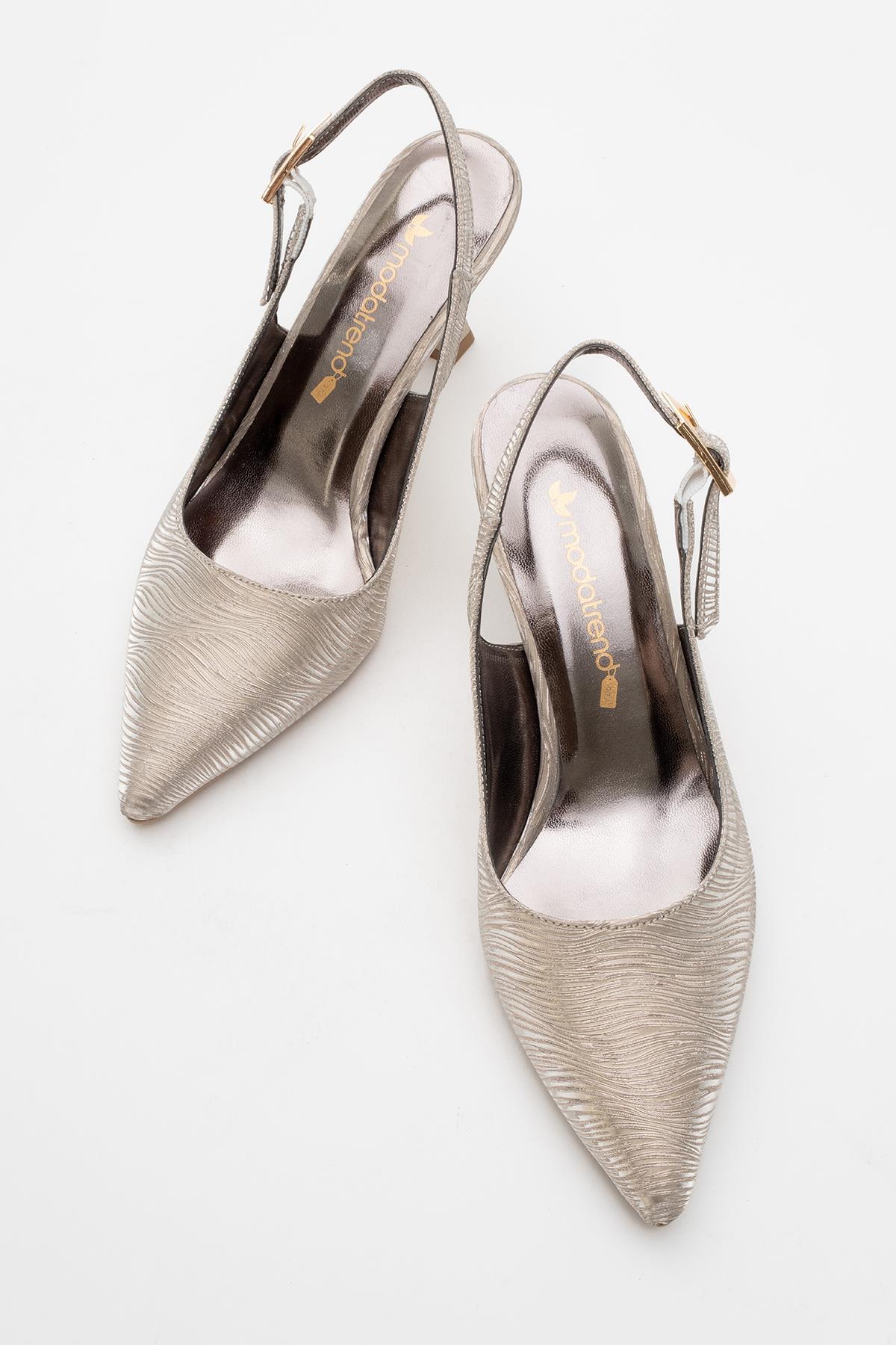 Kadın Topuklu Ayakkabı ALTIN DALGALI - Görsel 6