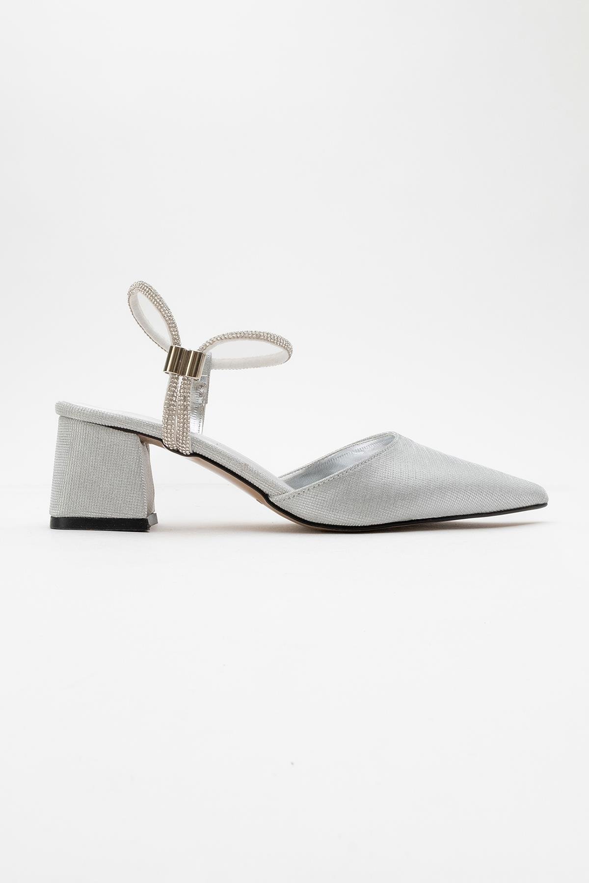 Kadın Taşlı Topuklu Ayakkabı GÜMÜŞ SİM - Görsel 3