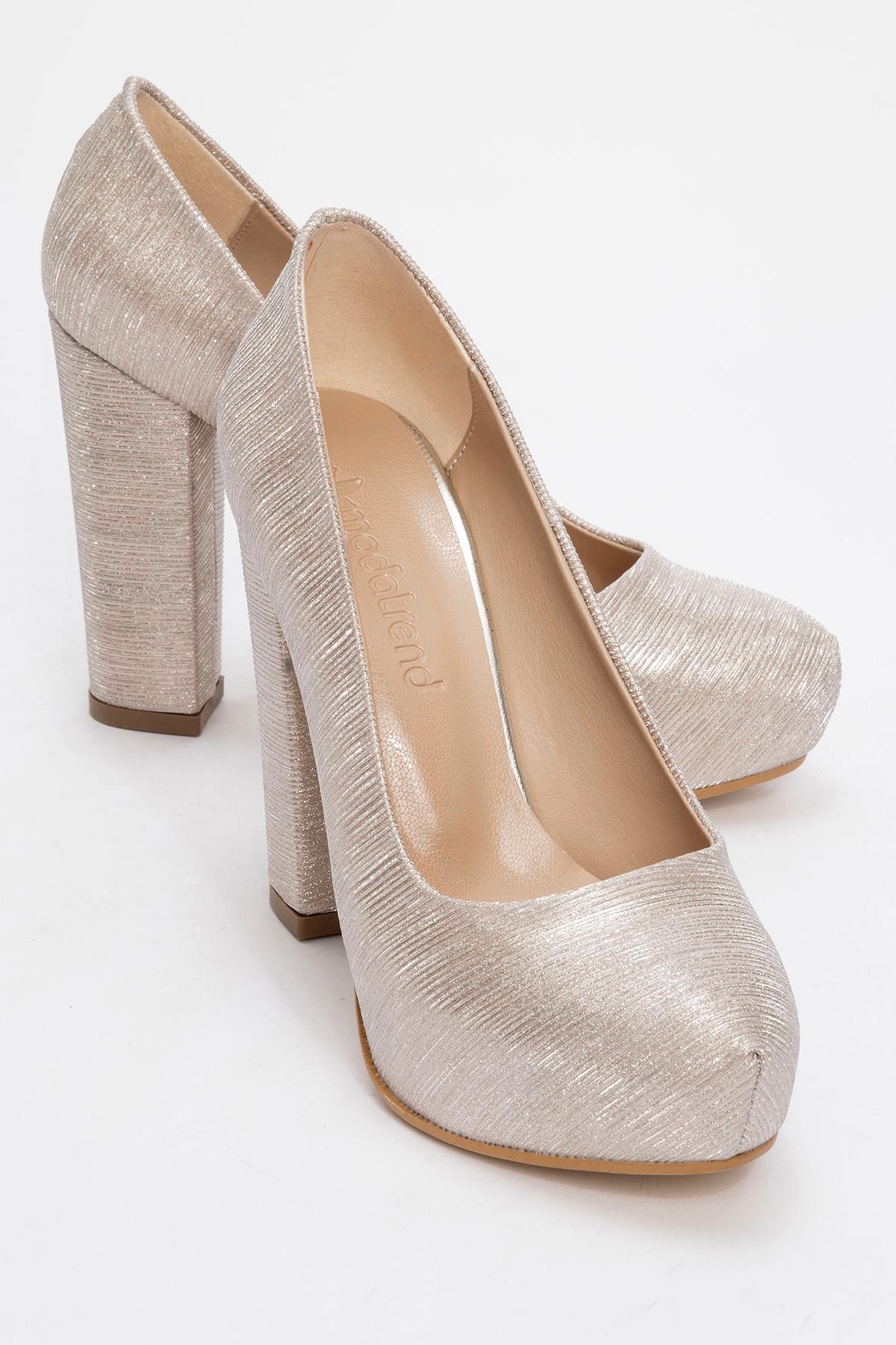 Kadın Platform Topuklu Ayakkabı ALTIN ÇİZGİLİ - Görsel 2