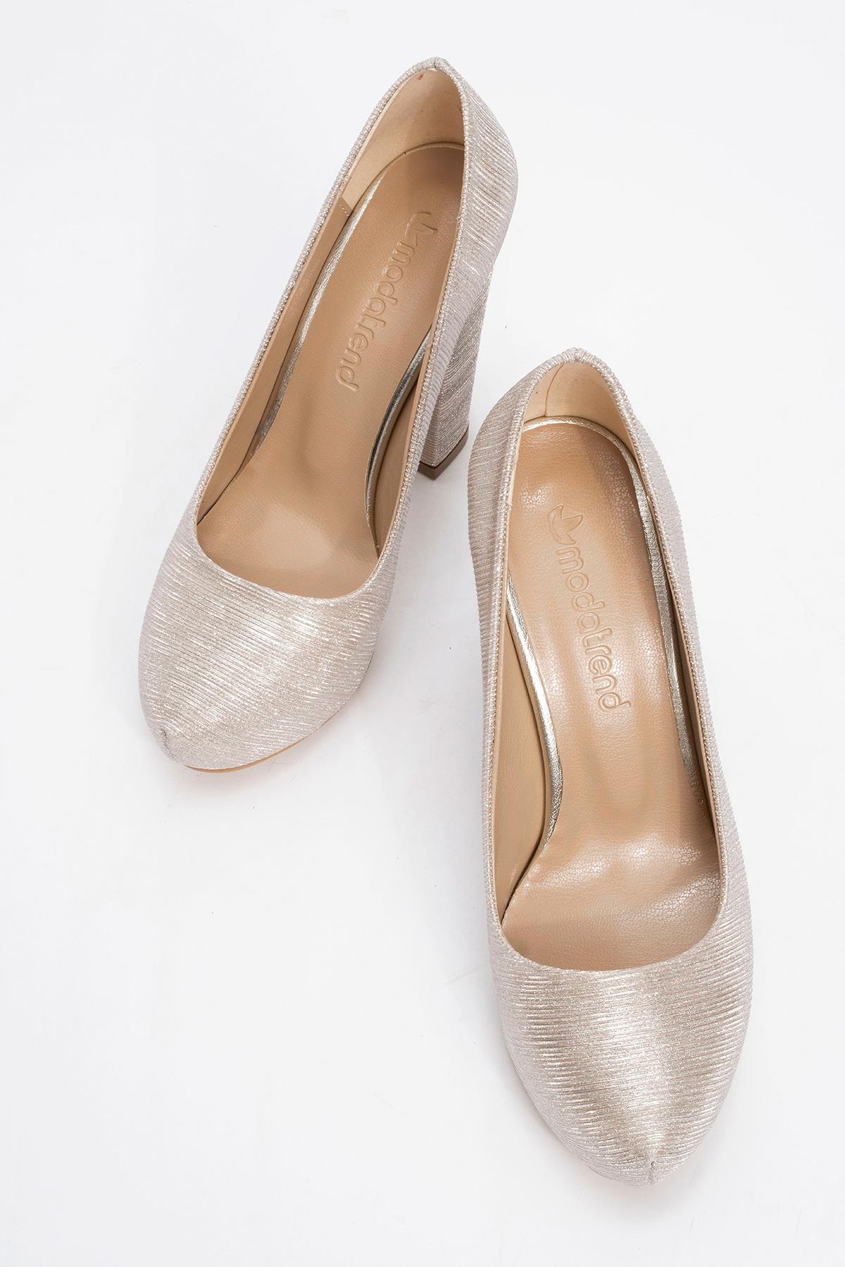 Kadın Platform Topuklu Ayakkabı ALTIN ÇİZGİLİ - Görsel 6