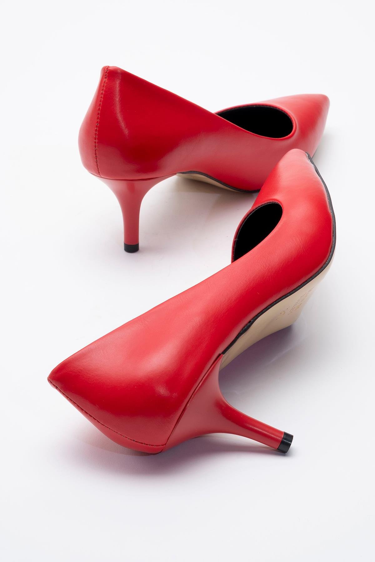 Kadın Sivri Burunlu Stiletto KIRMIZI CİLT - Görsel 5