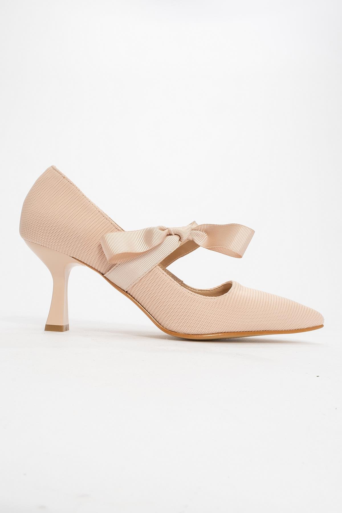 Kurdeleli Kadın Topuklu Ayakkabı TEN - Görsel 3
