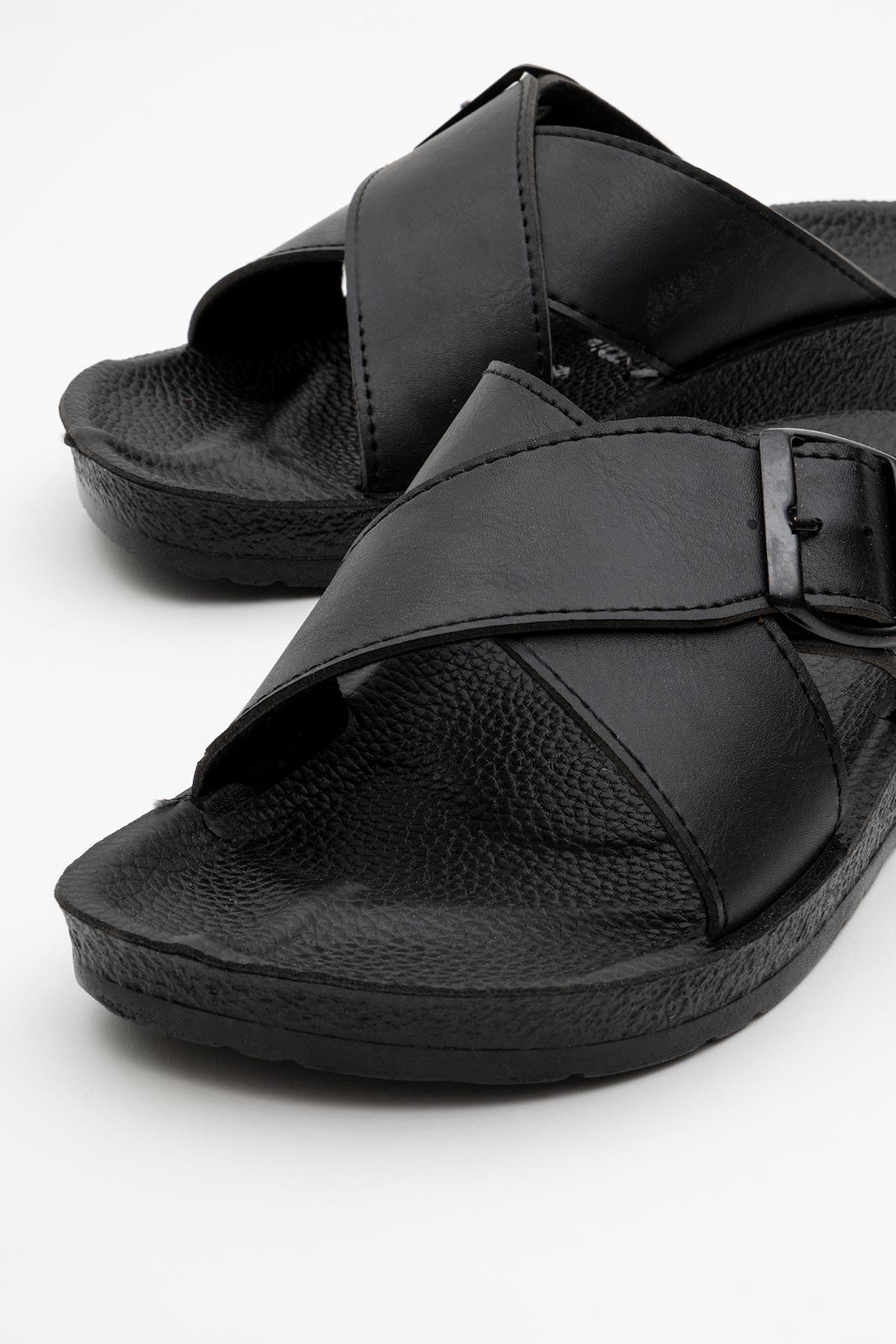 Erkek Tokalı Çapraz Bantlı Terlik - 2227 SİYAH - Görsel 4