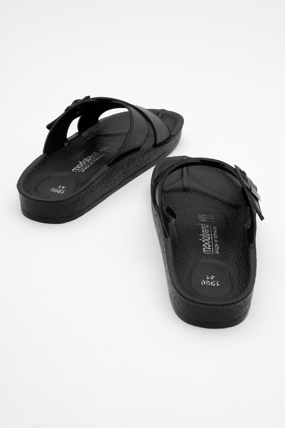 Erkek Tokalı Çapraz Bantlı Terlik - 2227 SİYAH - Görsel 5