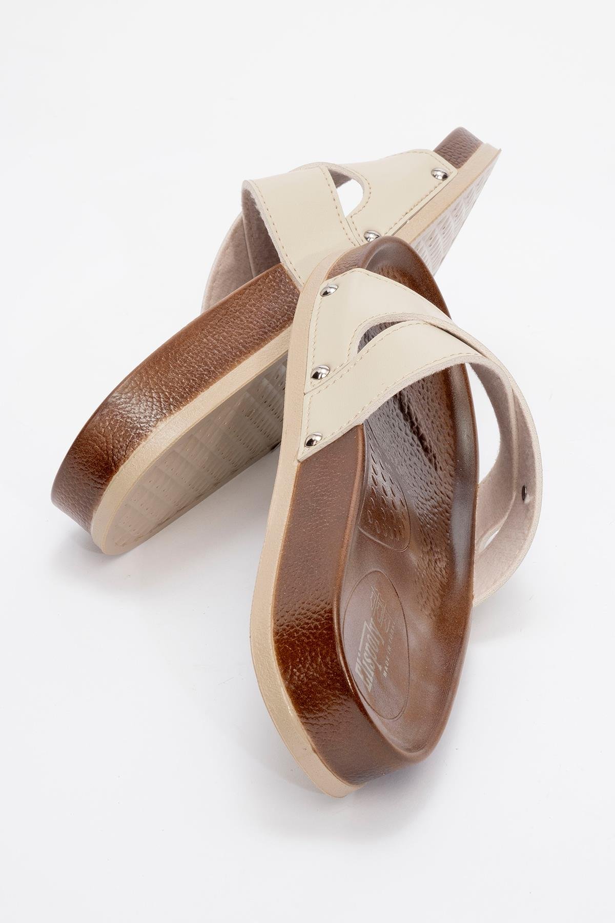 Çapraz Bantlı Kadın Terlik BEJ - Görsel 5