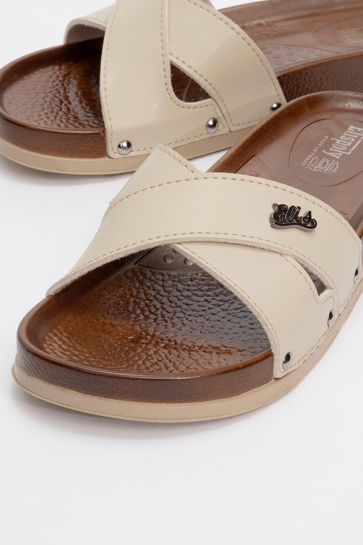 Çapraz Bantlı Kadın Terlik BEJ - Görsel 6