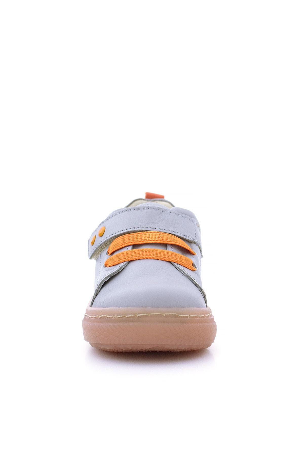 Anatomik Hakiki Deri Gri Metal Detaylı Lastikli Cırtlı Bebek Ayakkabı - Görsel 4