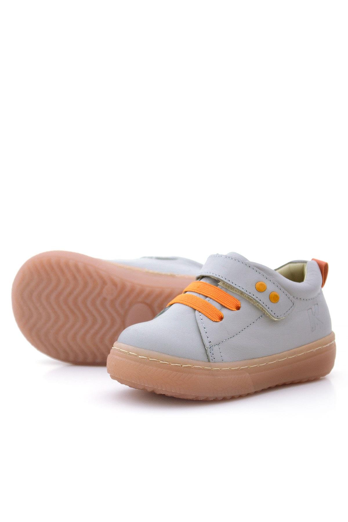 Anatomik Hakiki Deri Gri Metal Detaylı Lastikli Cırtlı Bebek Ayakkabı - Görsel 6