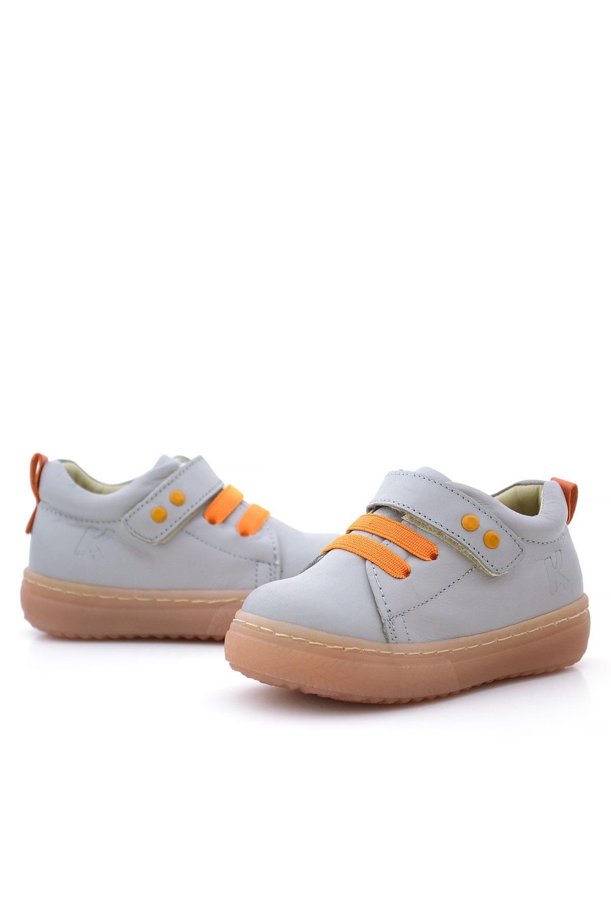 Anatomik Hakiki Deri Gri Metal Detaylı Lastikli Cırtlı Bebek Ayakkabı - Görsel 7