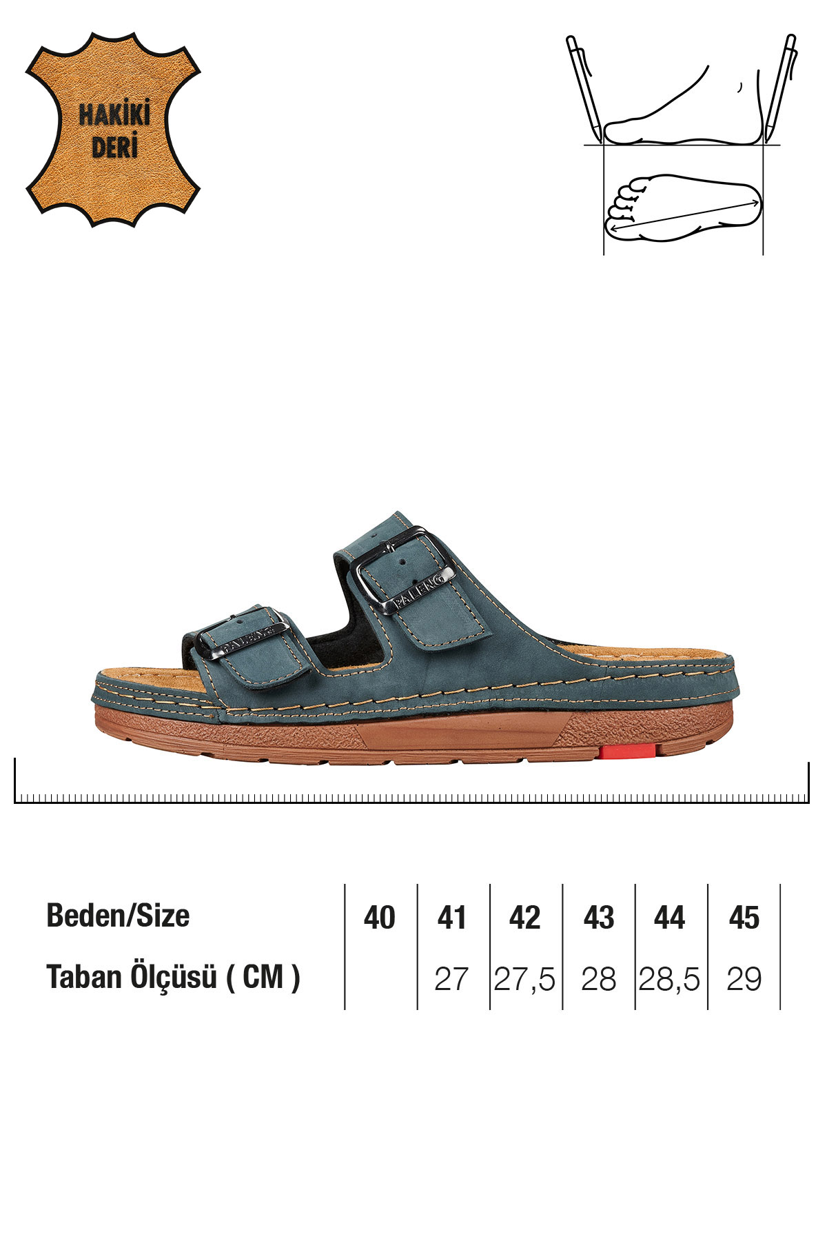 Paleng Gezer Yazlık Hakiki Deri Erkek Terlik - Görsel 3