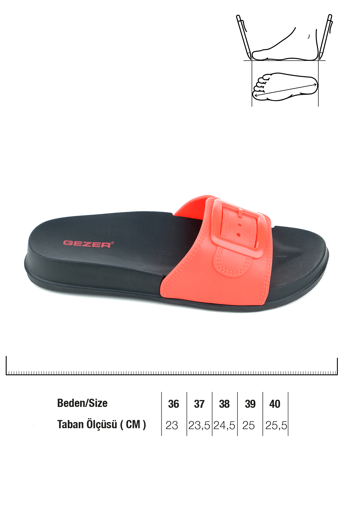 Gezer Gezer Kırmızı Yazlık Kadın Tek Toka Islak Zemine Uygun Terlik Sandalet & Terlik | Flo Kırmızı - 3. görsel