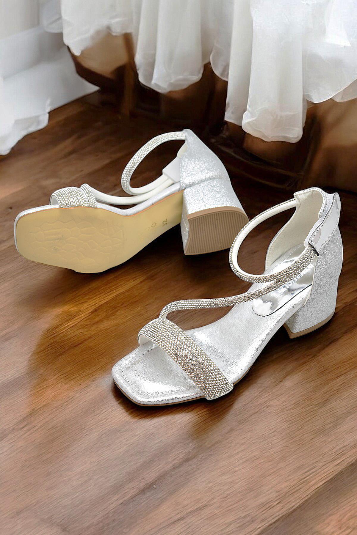 355 Abiye Kız Çocuk Topuklu Ayakkabı Kız Çocuk Nişan Abiye Ayakkabısı - Görsel 4