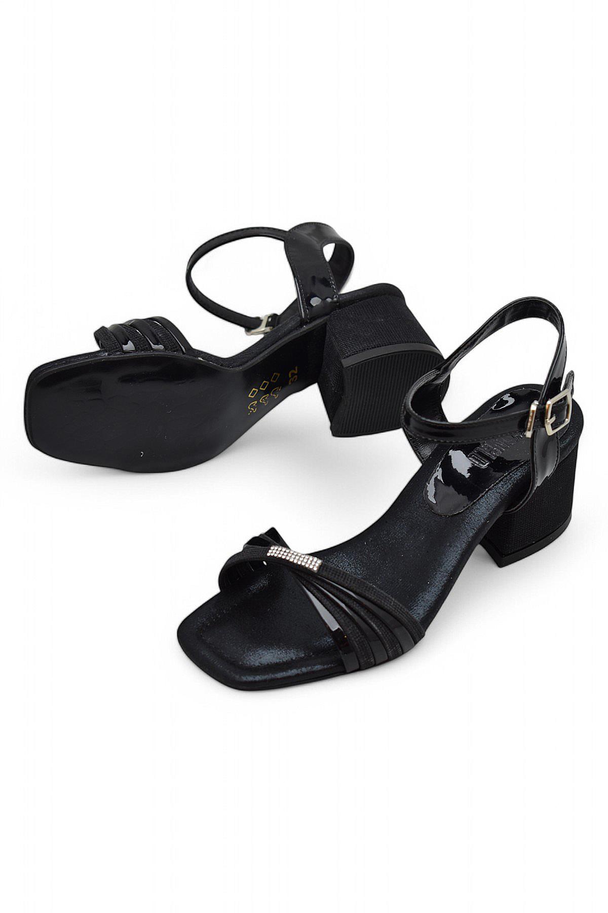 352 Abiye Kız Çocuk Topuklu Ayakkabı Taşlı Açık Kız Çocuk Nişan Abiye Ayakkabısı - Görsel 5