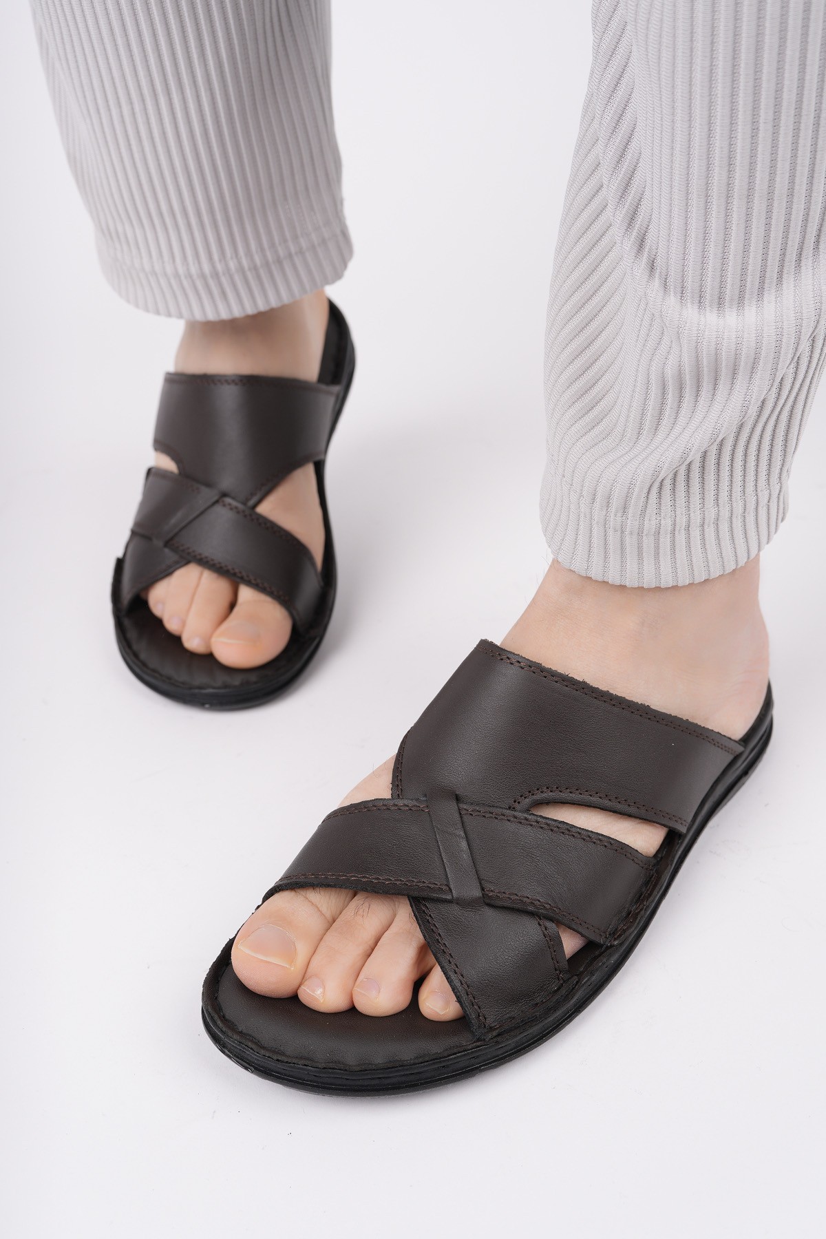 Eco Garantili Erkek Günlük Hakiki Deri Rahat Yumuşak Taban Ortopedik Terlik - Görsel 2