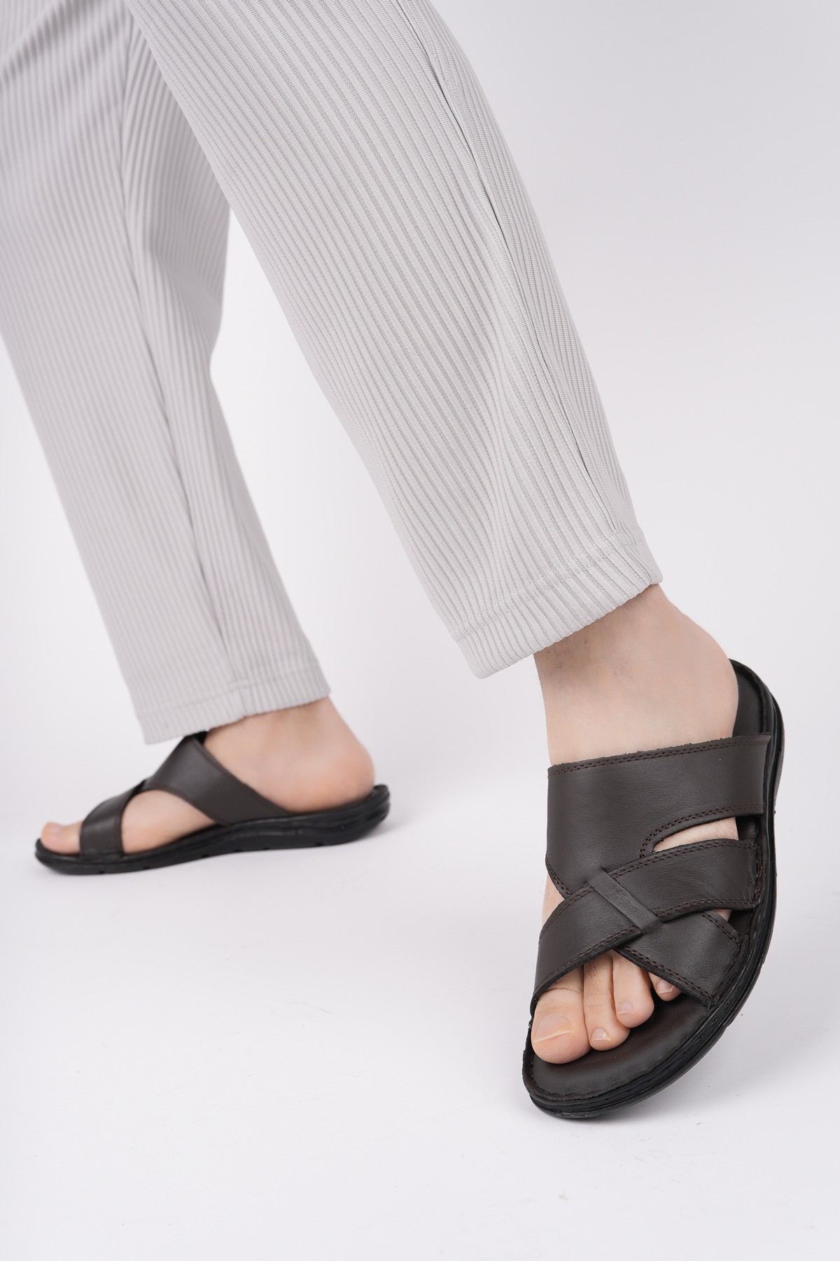 Eco Garantili Erkek Günlük Hakiki Deri Rahat Yumuşak Taban Ortopedik Terlik - Görsel 7