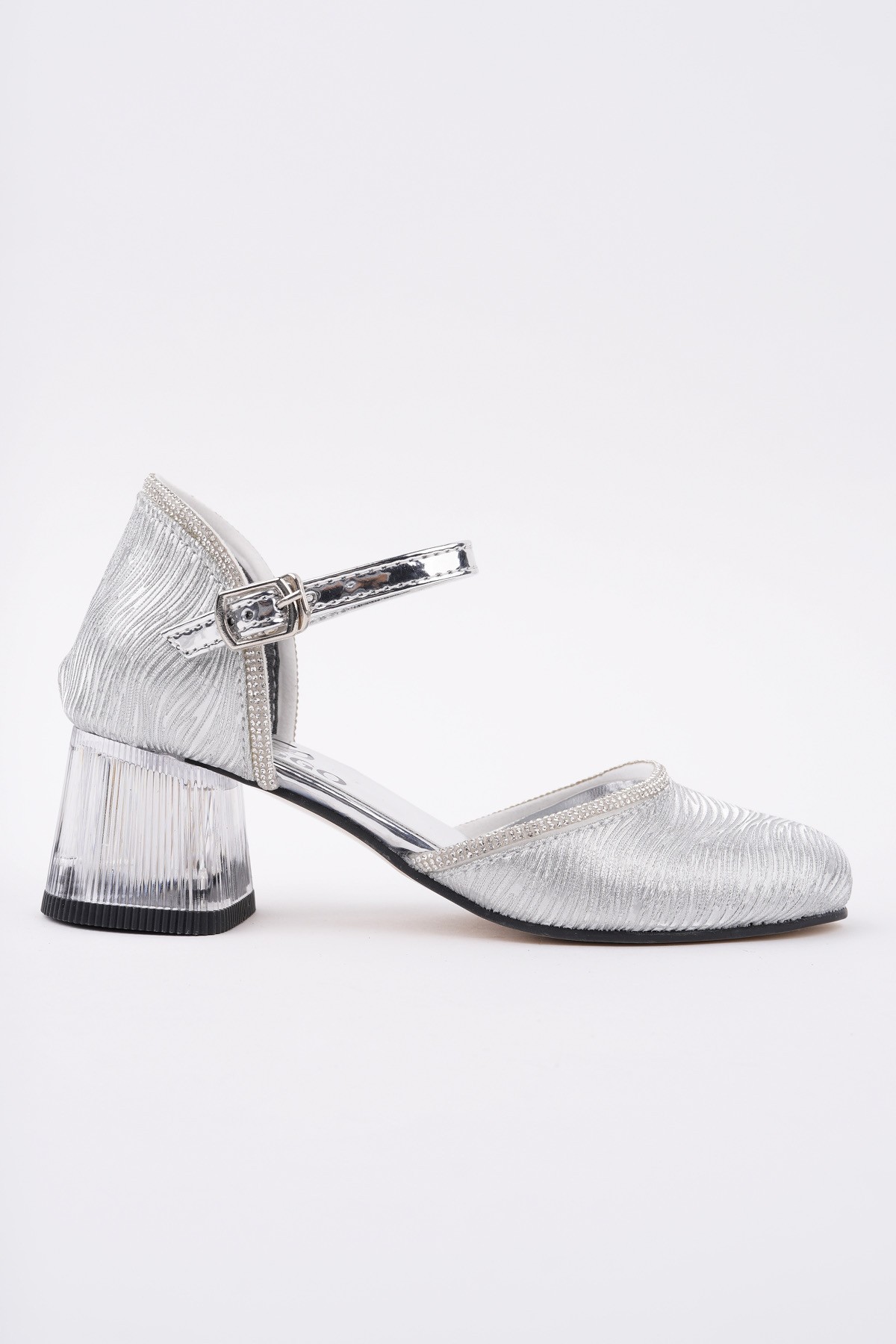 ELSE Bilekten Bağlamalı Simli Kız Çocuk Kısa Topuklu Ayakkabı - Görsel 2