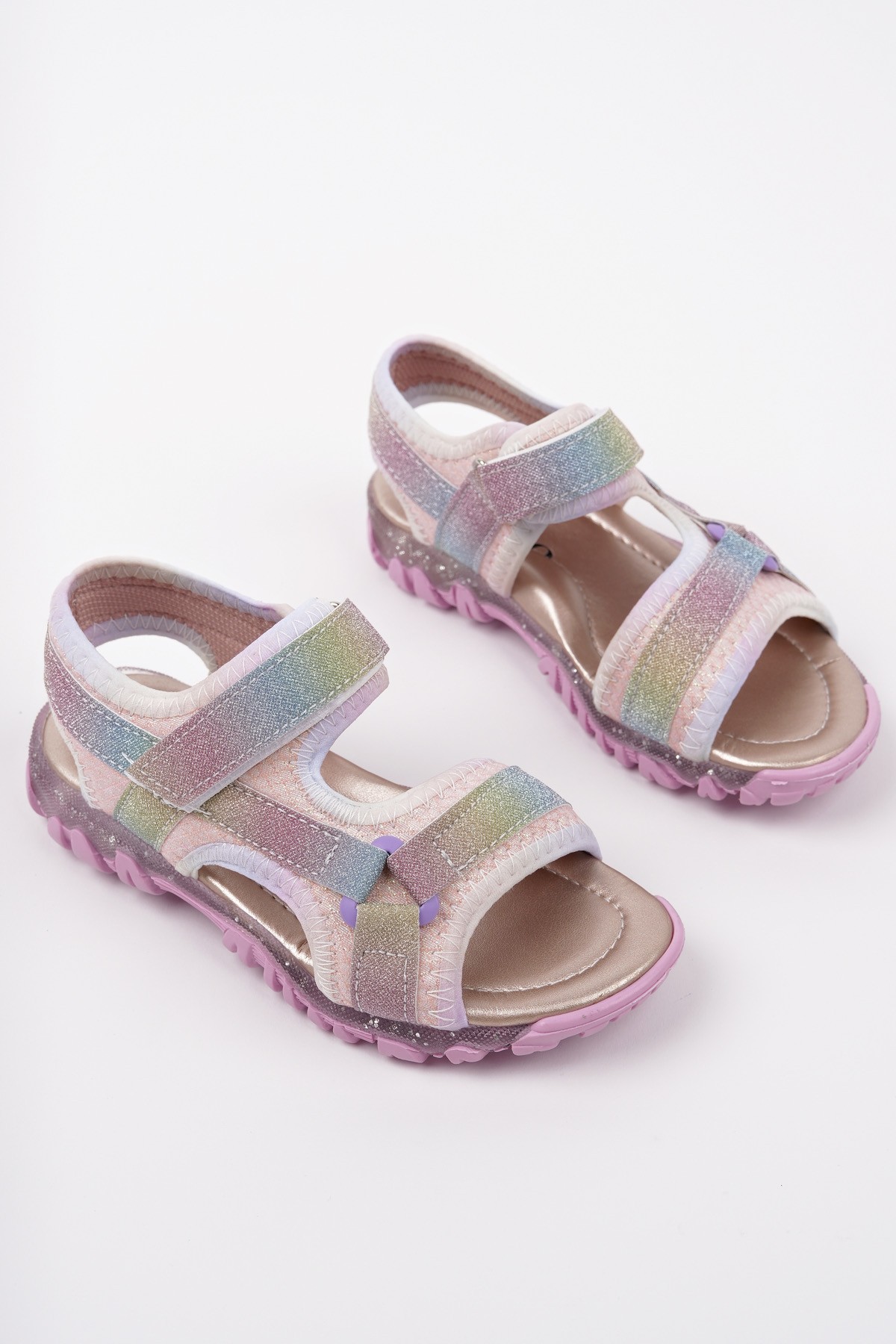 ELON Cırtlı ve Simli Günlük Kız Çocuk Sandalet - Görsel 5