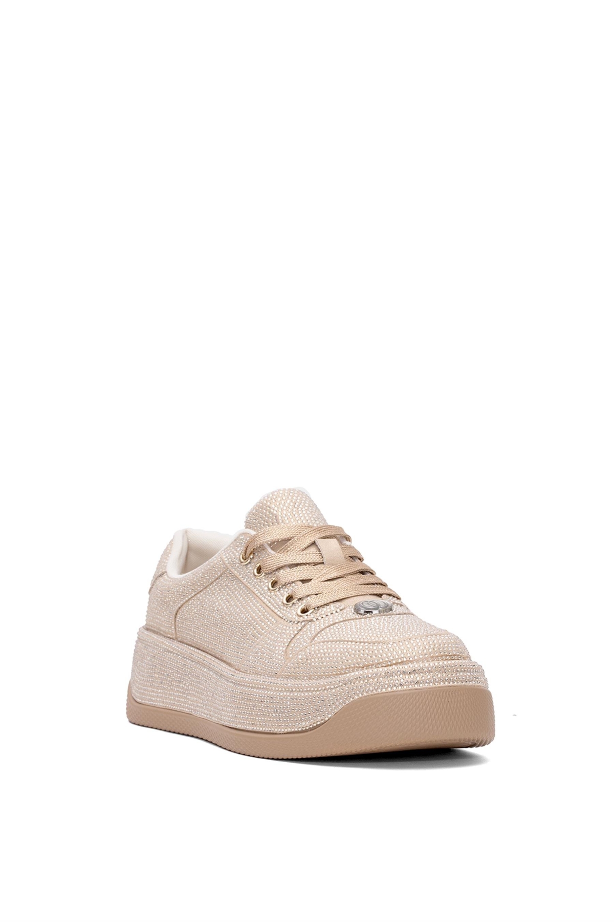 25Y451-10 Kadın Taşlı Casual Ayakkabı Altın - Görsel 3