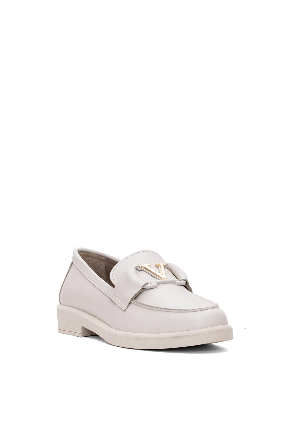 25BY04.2121-V Kadın Hakiki Deri Casual Ayakkabı Krem - Görsel 3