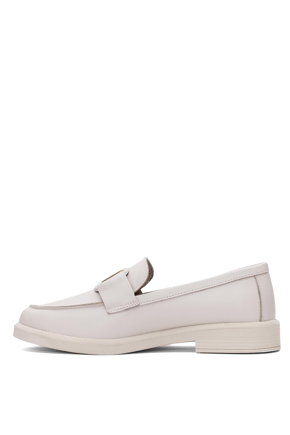 25BY04.2121-V Kadın Hakiki Deri Casual Ayakkabı Krem - Görsel 4