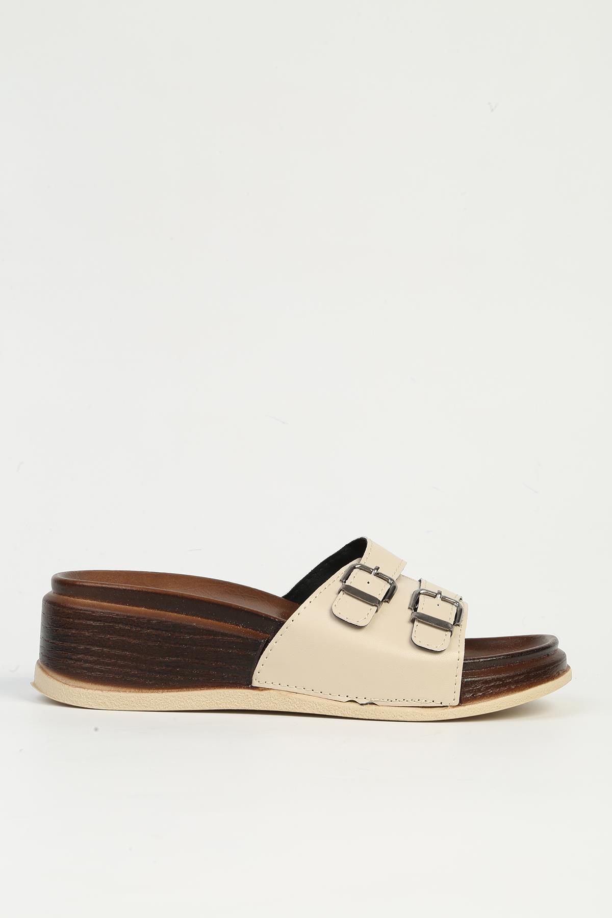 ® | PC-7420 - 3485 Krem - Kadın Terlik - Görsel 2