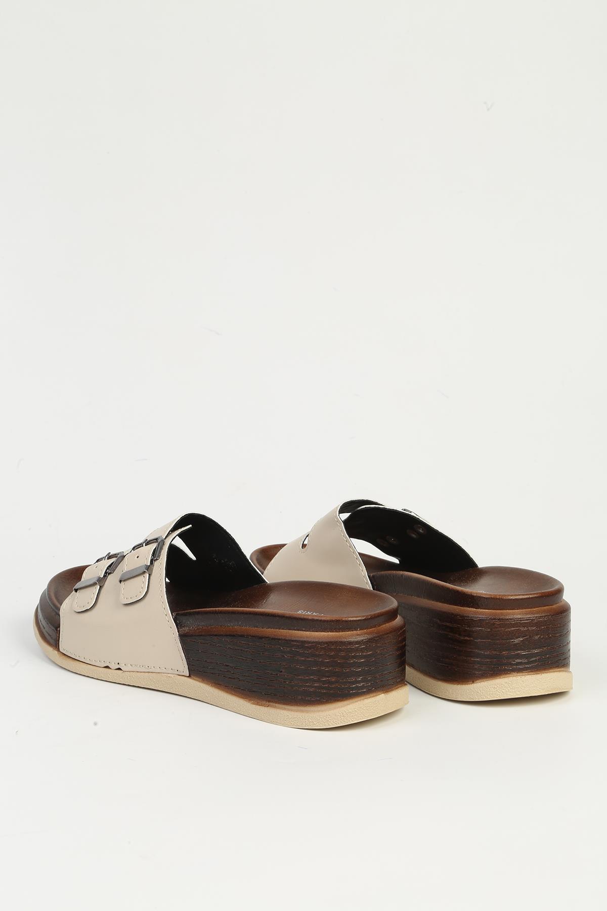 ® | PC-7420 - 3485 Krem - Kadın Terlik - Görsel 4