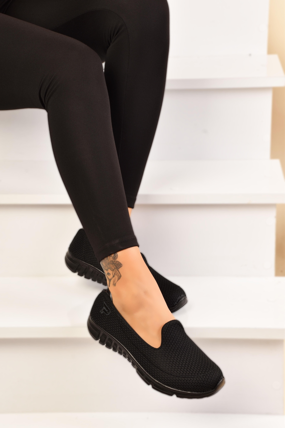 Kadın Siyah Memory Foam Ortopedik Babet Yürüyüş Ayakkabısı - Görsel 3