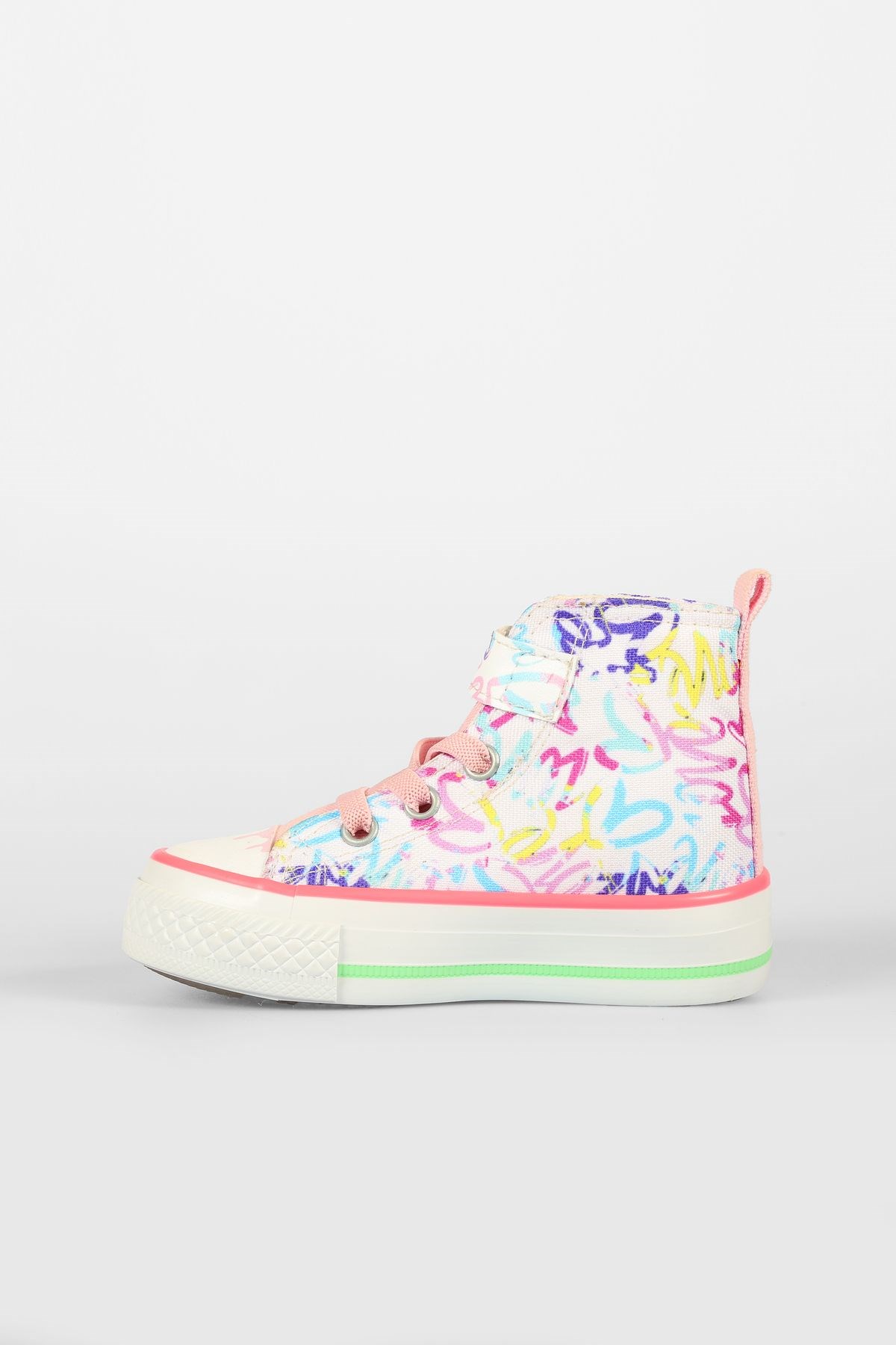 Ada Desenli Kız Okul Öncesi Beyaz/Pembe Sneaker - Görsel 3