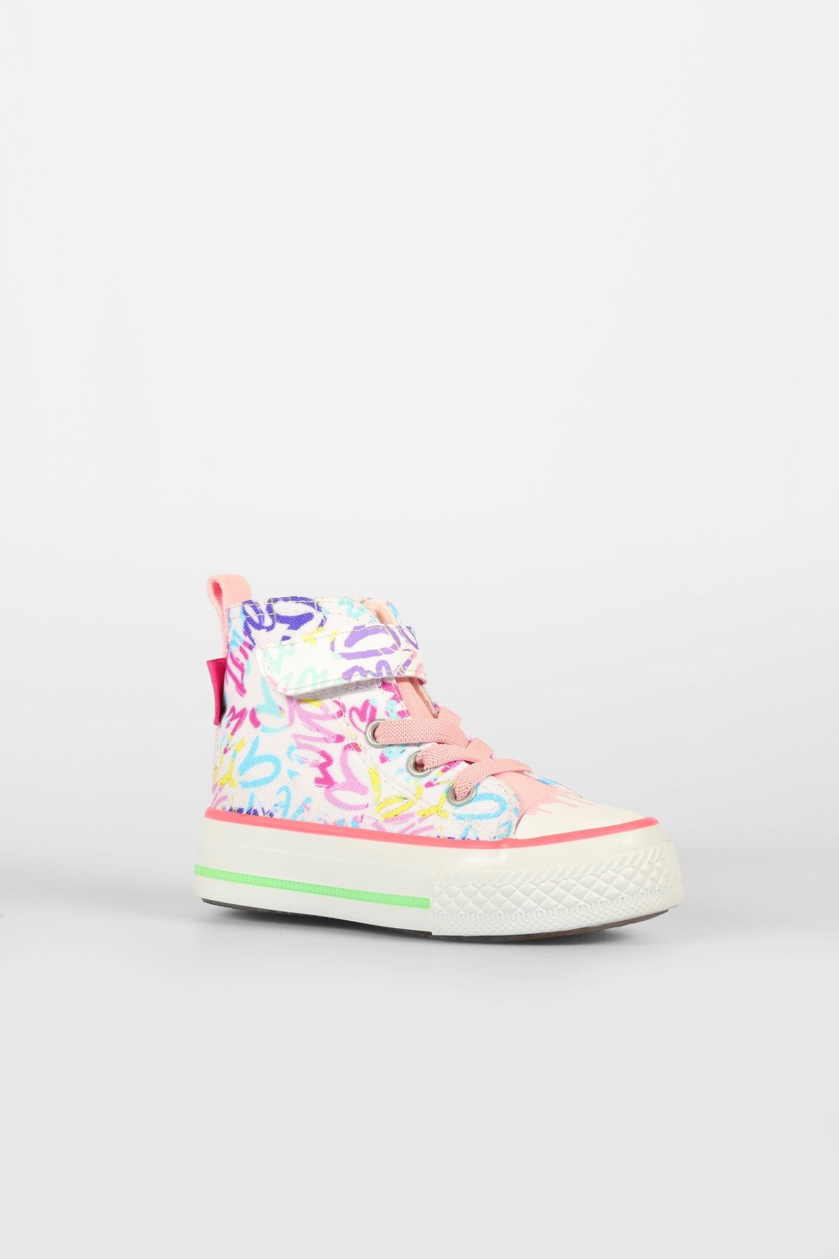 Ada Desenli Kız Okul Öncesi Beyaz/Pembe Sneaker - Görsel 4