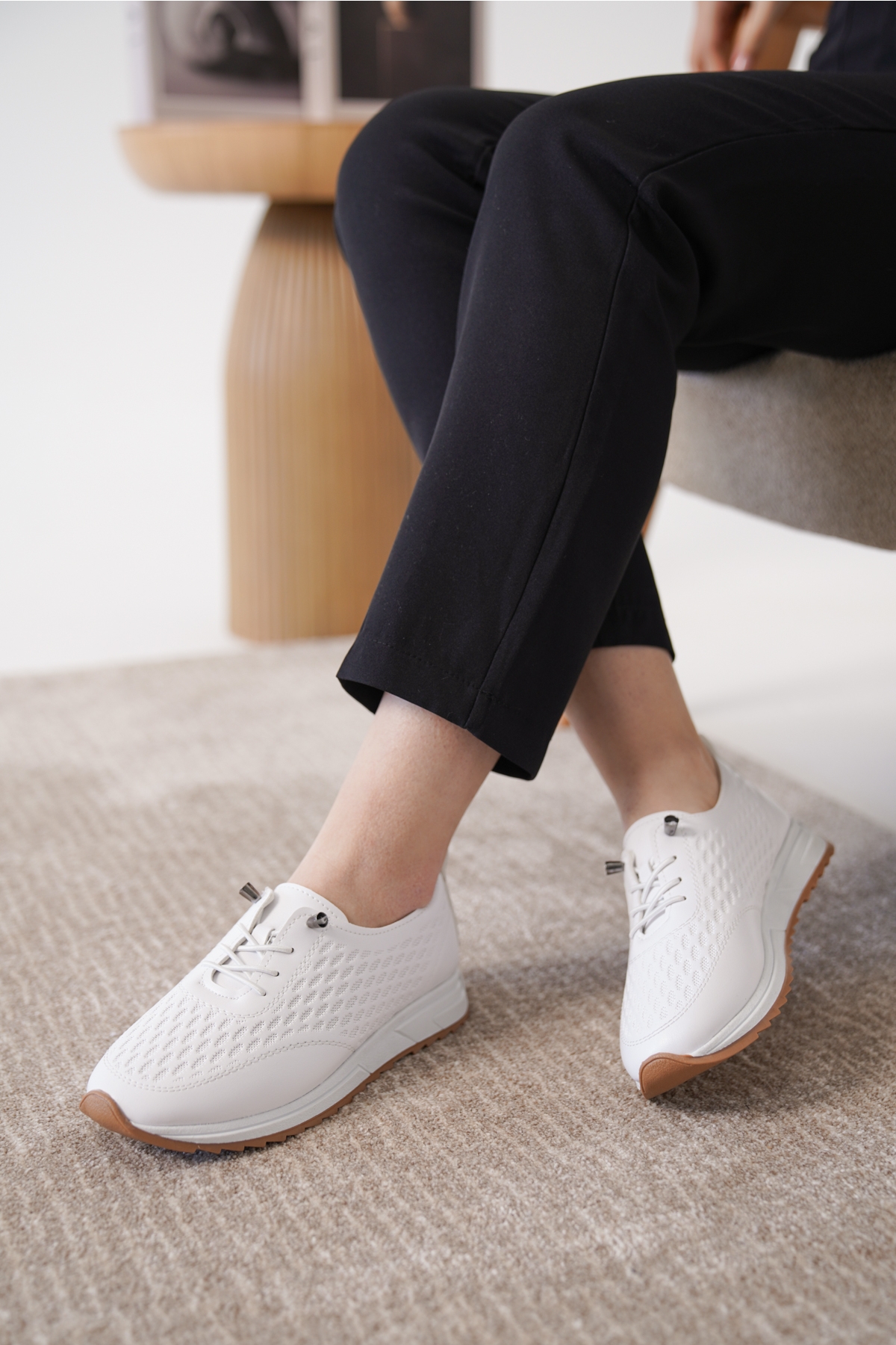 Daxtors Daxtors Beyaz D0155 Günlük Ortopedik Kadın Sneaker Spor Ayakkabı | Flo Beyaz - 2. görsel