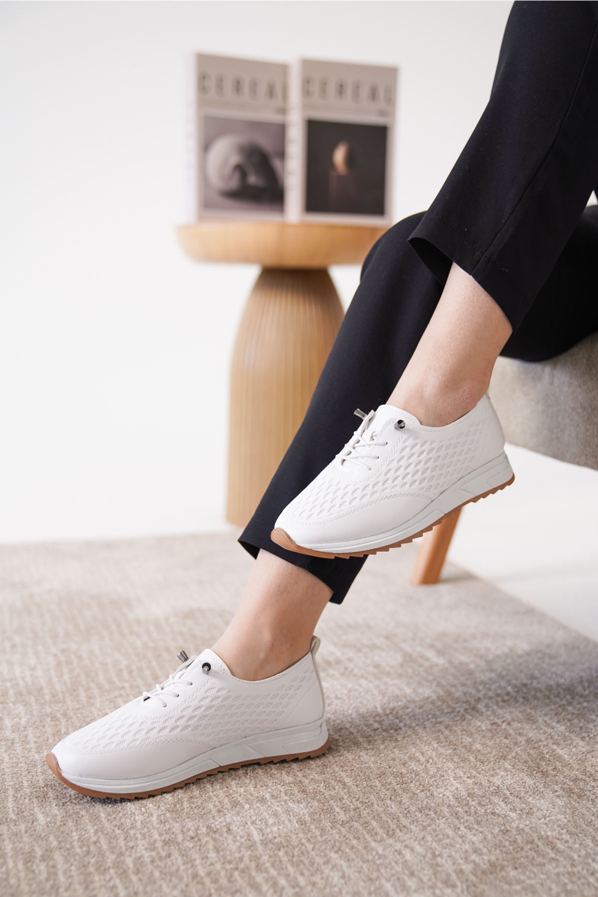 Daxtors Daxtors Beyaz D0155 Günlük Ortopedik Kadın Sneaker Spor Ayakkabı | Flo Beyaz - 6. görsel