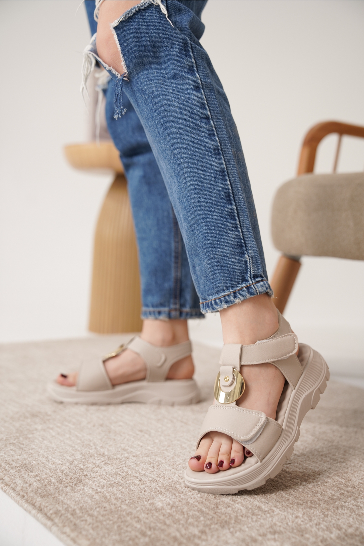 D1600 Günlük Ortopedik Arkadan Lastikli Konforlu Sandalet - Görsel 5