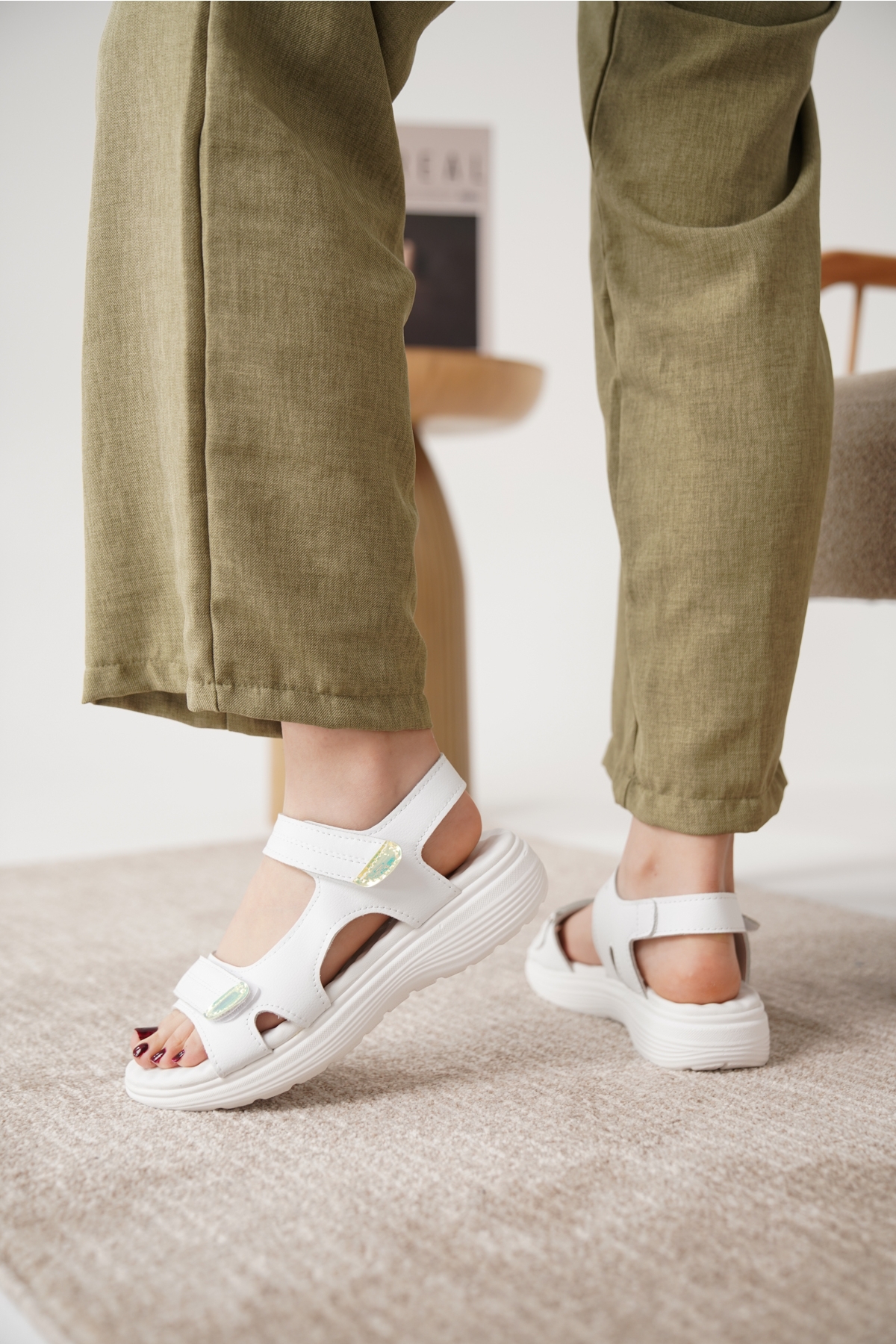 D0670 Günlük Full Ortopedik Arkadan Lastikli Konforlu Sandalet - Görsel 6