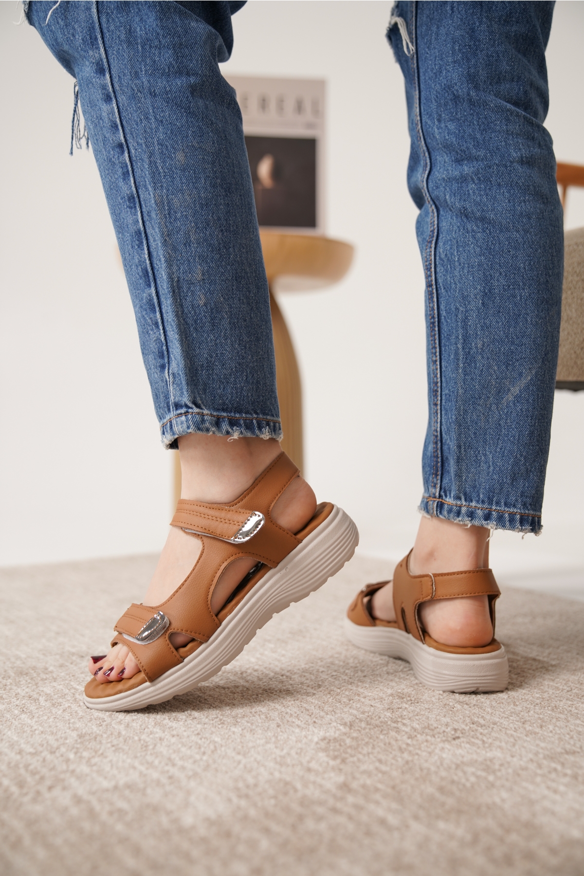 D0670 Günlük Full Ortopedik Arkadan Lastikli Konforlu Sandalet - Görsel 6