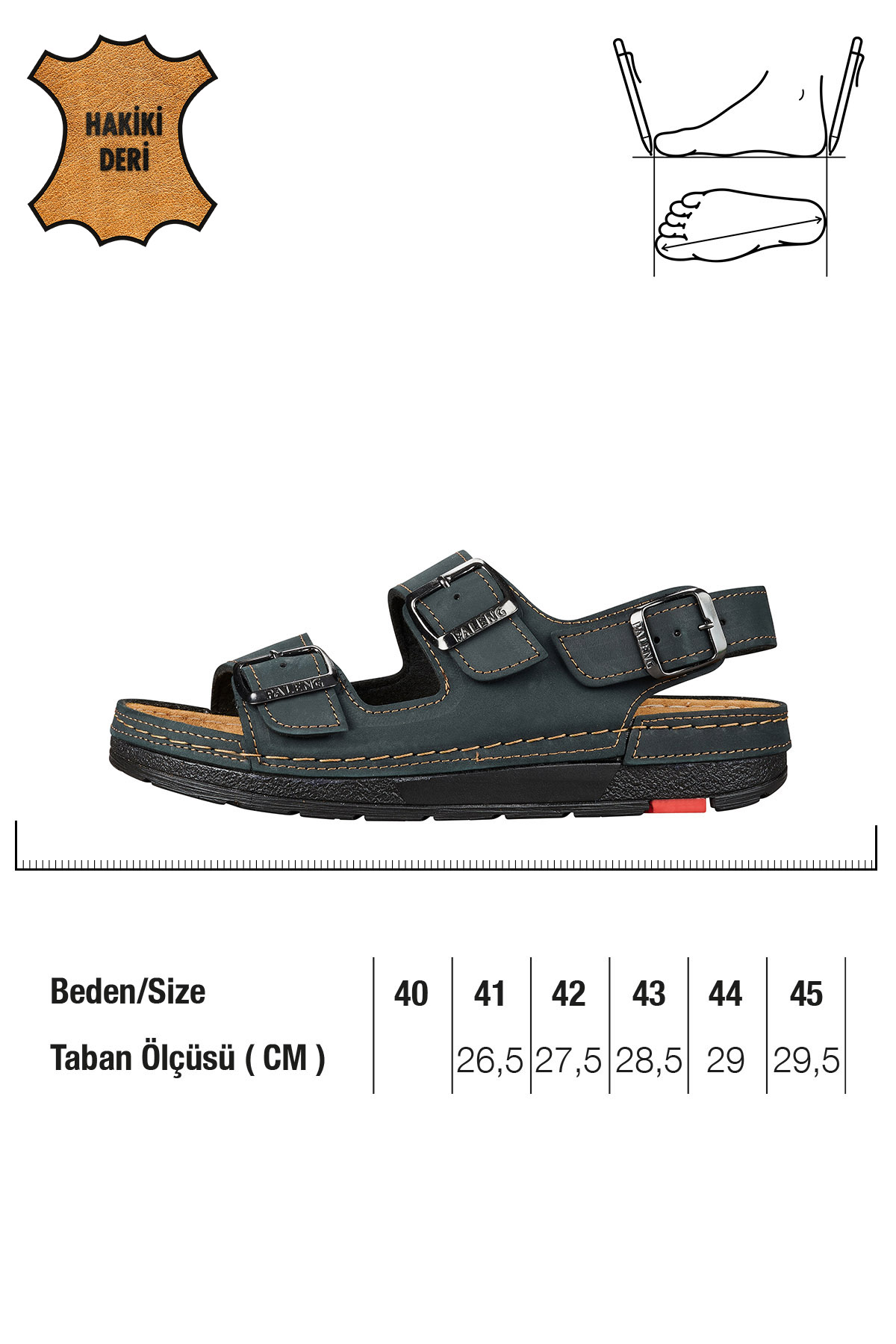 Paleng Paleng Siyah Gezer Yazlık Erkek Hakiki Deri Sandalet Flo'da! Siyah - 3. görsel